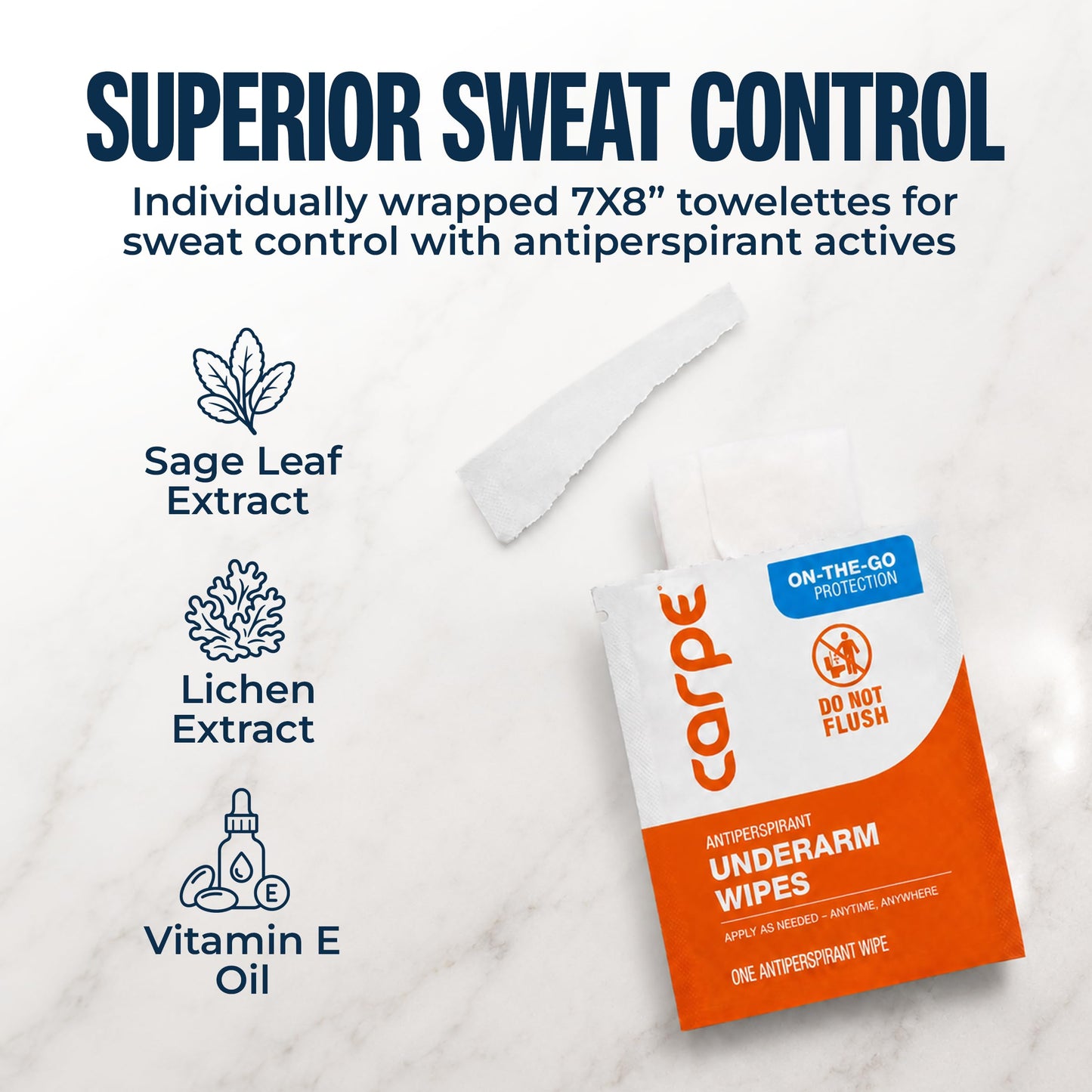 Carpe Antiperspirant Underarm Wipes for Sweat Blocking, Deodorizing, and Cleansing When You’re On the Move - 15 Residue Free, Individually Wrapped Beauty and Personal Care Carpe