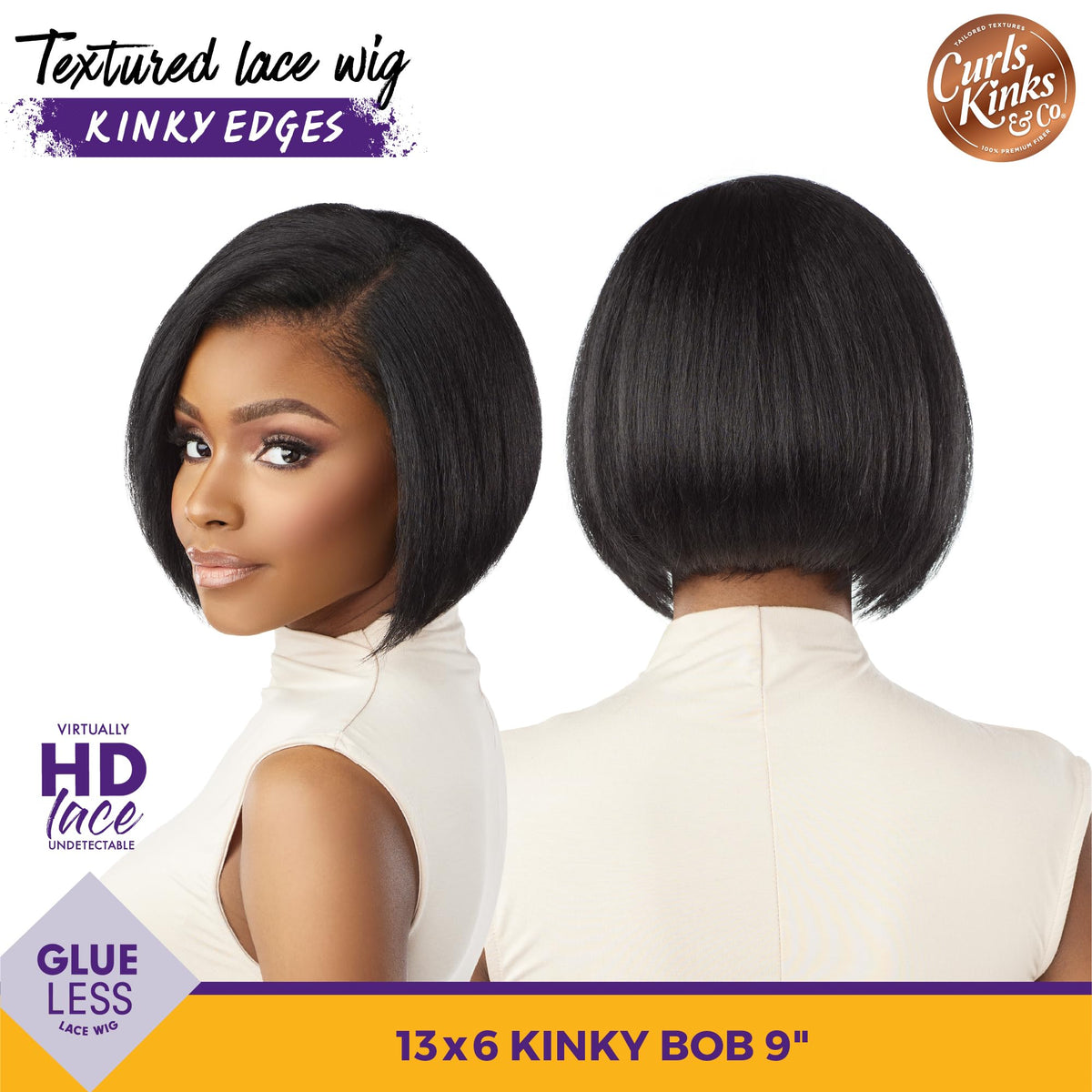 Sensationnel CKCO Kinkyedges Wig-Kinky Bob 9 Inch, BALAYAGEHAZELNUT