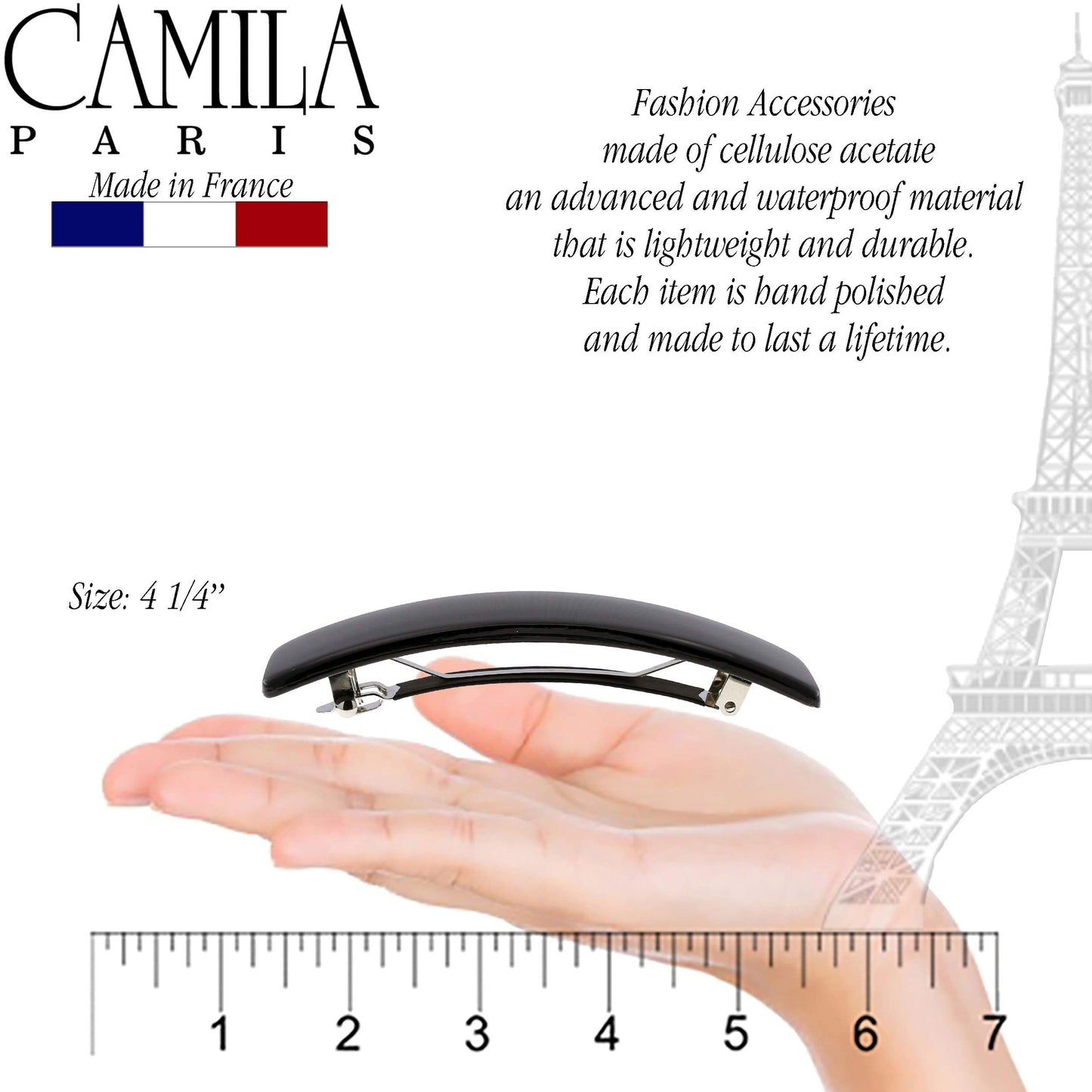 Camila Paris CP1476 French Hair Barrette Clip for Girls, Rubberized Automatic Clasp Strong Hold Grip Hair Clips for Women, No Slip and Durable Styling Beauty & Personal Care Camila
