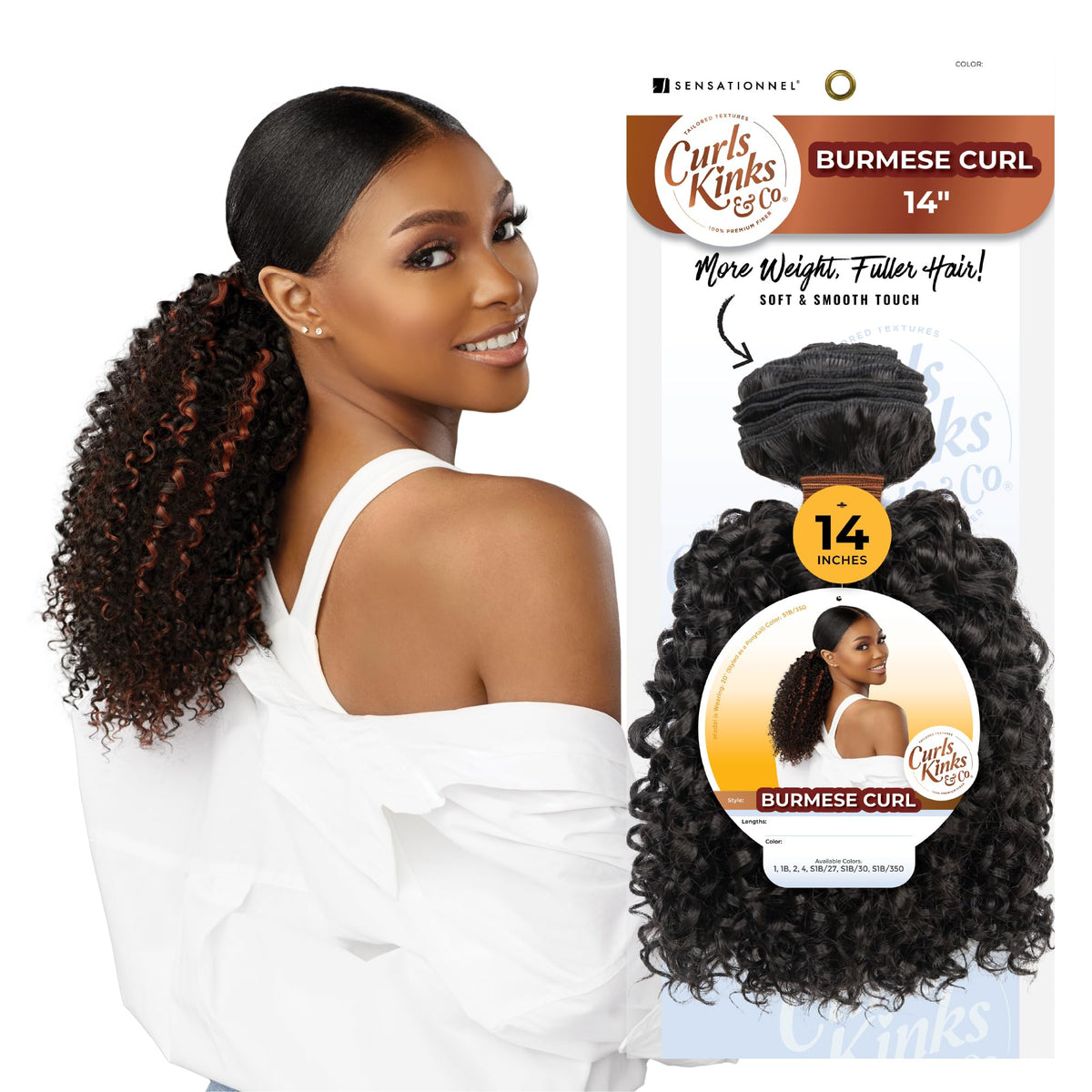 Sensationnel CKCO Synthetic Bundle-Burmese Curl,1 pack 14 inch, 1 JETBLACK