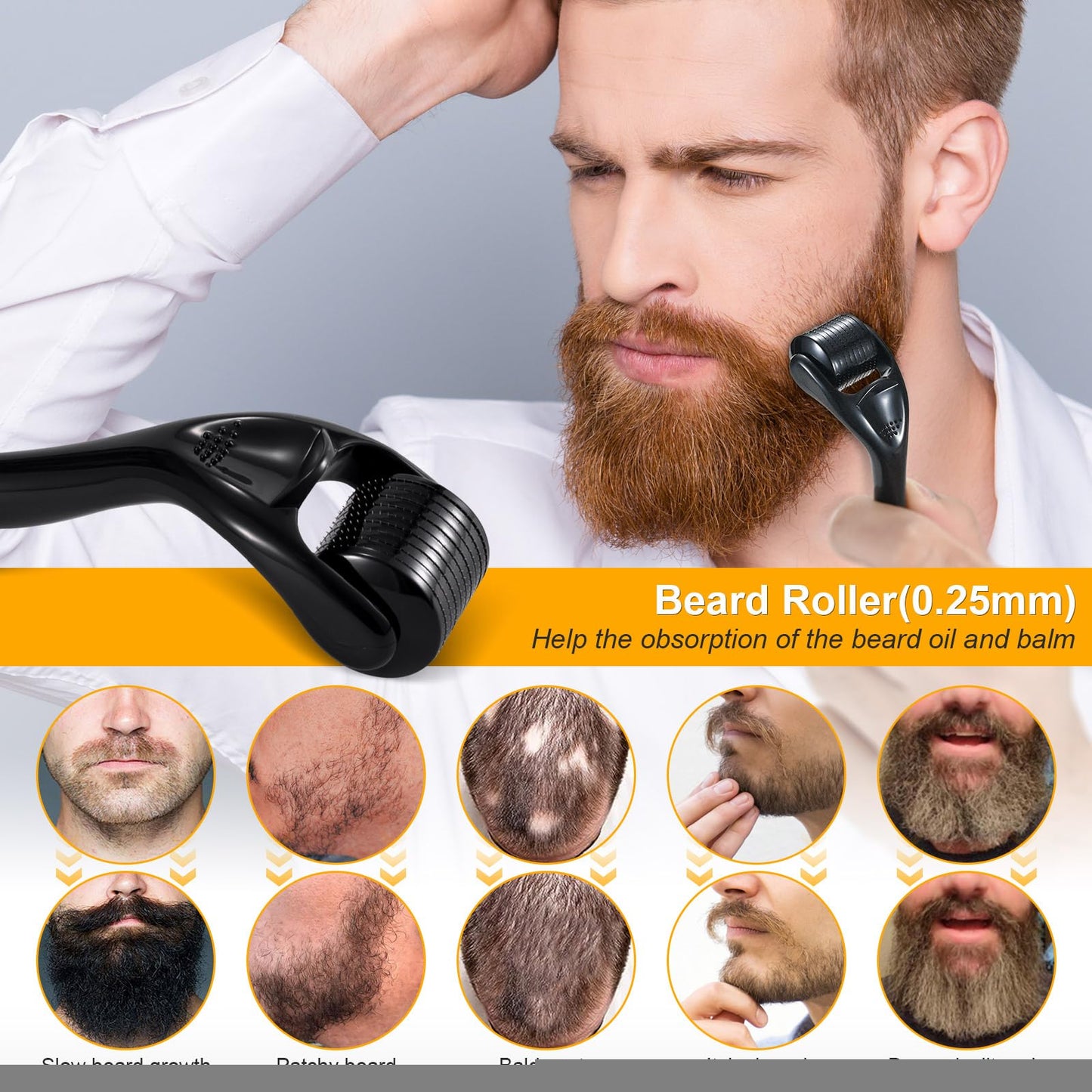 Beard Growth Kit - Beard Kit for Men, Beard Growth Oil (2oz), Beard Balm, Beard Comb, Massager for Spot/Patchy Beard - Christmas, Anniversary Beauty & Personal Care Mideand