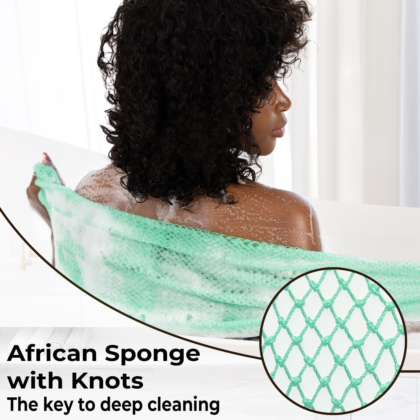 African Net Sponge Authentic - Afro Scrub Exfoliating Net Sponge with Knots - African Bath Sponges for Body Scrubber Exfoliator - Back Scrubber Beauty and Personal Care MINISENTIALS