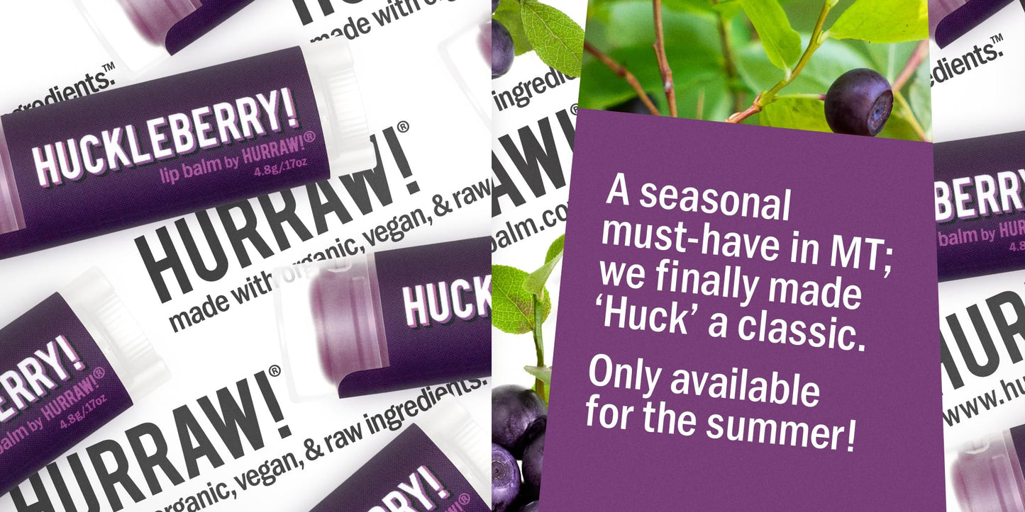 Hurraw! Huckleberry Lip Balm: Organic, Certified Vegan, Cruelty and Gluten Free. Non-GMO, 100% Natural Ingredients. Bee, Shea, Soy and Palm Free. Made Beauty & Personal Care HURRAW!
