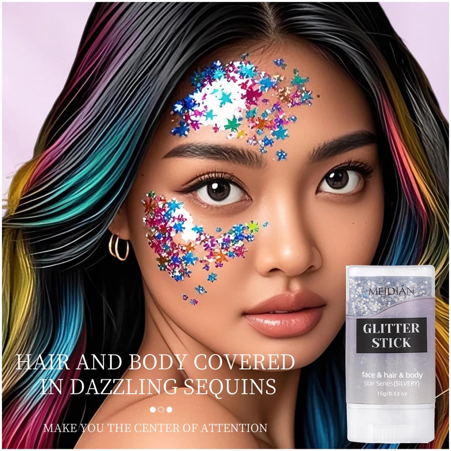Silver Body Glitter Stick Sparkle Body Glitter for Women Glitter Face Paint for Party Festival Accessories Glitter Beauty & Personal Care ADMD