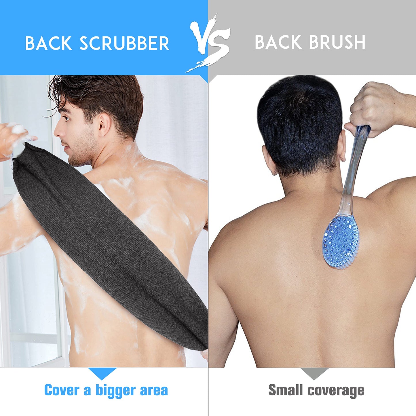 Evridwear Exfoliating Back Scrubber with Handles Two Sides for Body Shower Deep Cleans Skin Massages Invigorating Blood Circulation Men Women One Size Beauty & Personal Care Evridwear