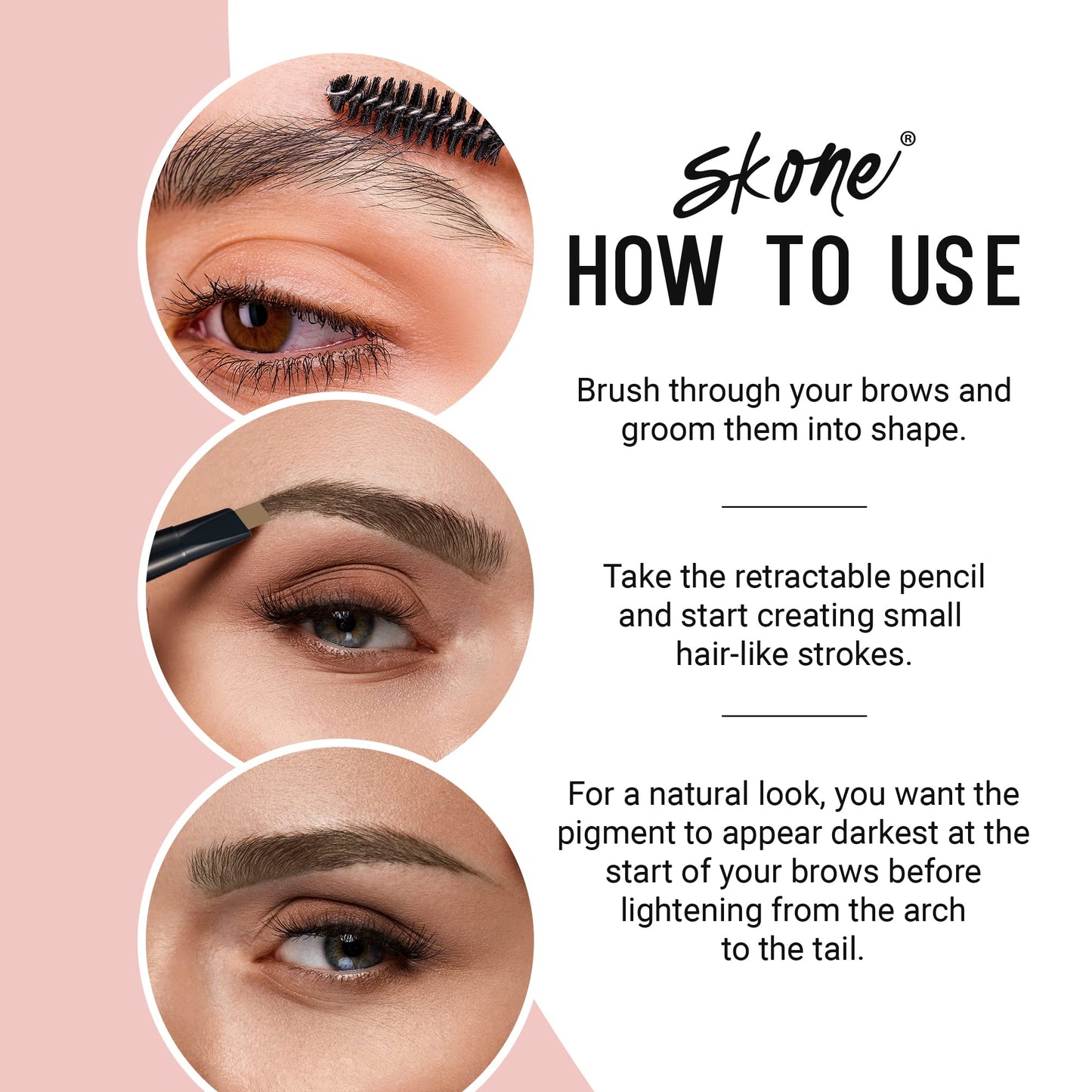 Skone Cosmetics The Original Brow Wand Eyebrow Pencil with Brush - Dual-Sided Retractable Waterproof Long-Lasting Brown Eye Brow Pencils for Women Beauty & Personal Care Skone