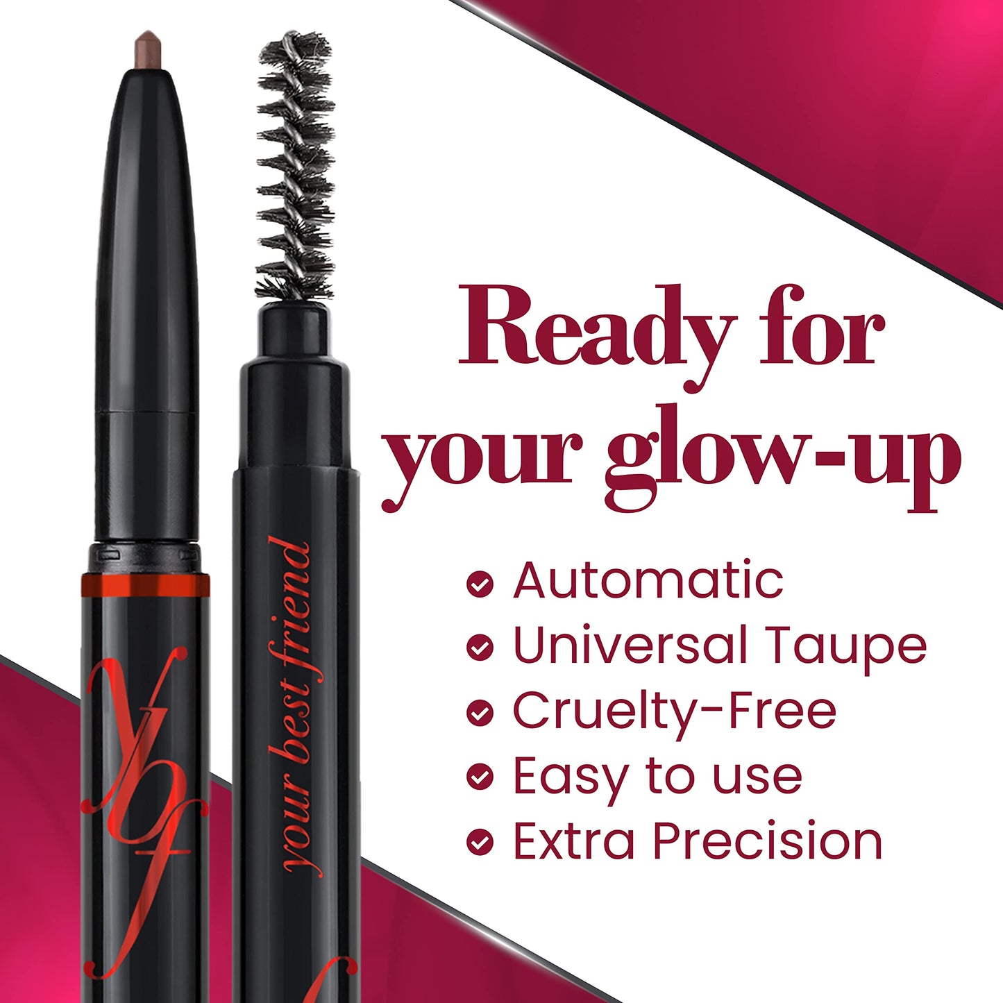 YBF Beauty Eyebrow Pencil - Universal Automatic Brow Pencil With Spoolie Brush - Perfect Eyebrow Makeup Shaper - Taupe Eyebrow Liner - 2 Pack Beauty & Personal Care ybf