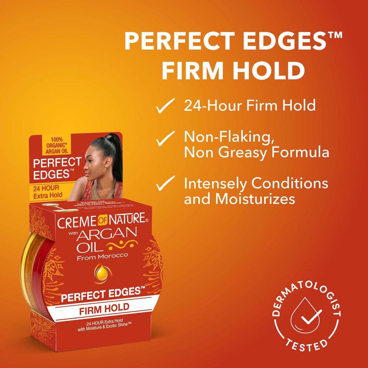 Creme of Nature Perfect Edges™ Firm Hold Edge Control Gel, 24-Hour Hold, Non-Flaking, Frizz Control, Sleek Hair Gel, Argan Oil Edge Styler, 2.25 oz Beauty & Personal Care Creme of Nature