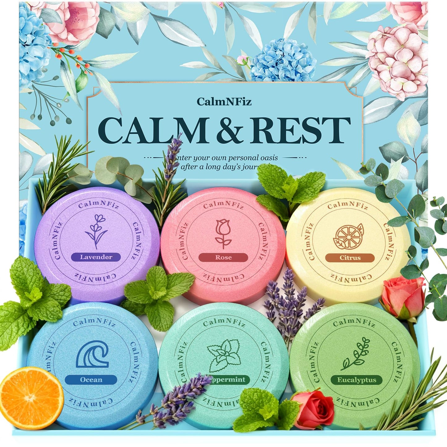 CalmNFiz 6 Pack Shower Steamers Aromatherapy, Birthday Gifts for Women Men, Mother’s Day Gifts for Wife Mom Grandma Daughter Teen, Relaxation Self Beauty and Personal Care CalmNFiz