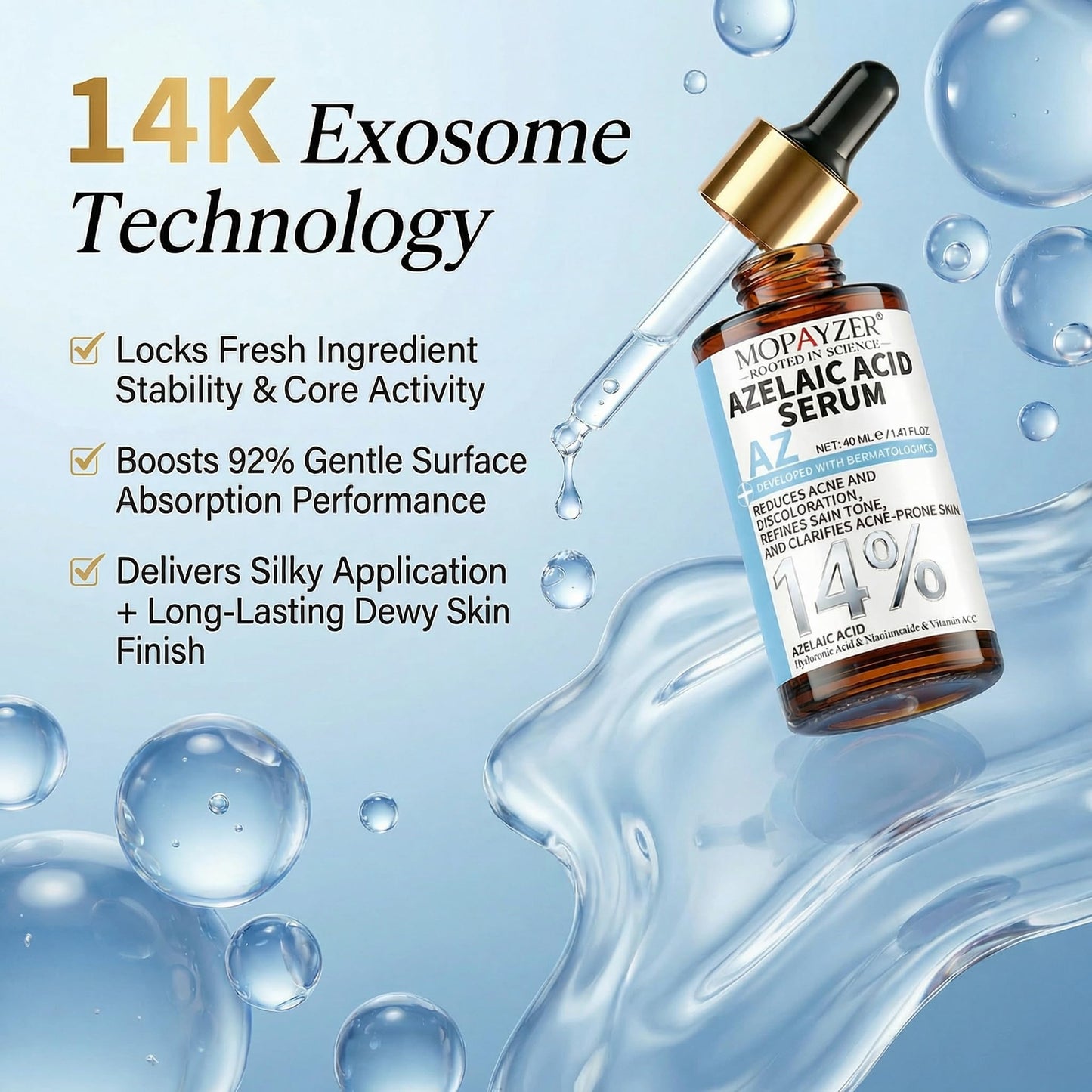 14% Azelaic Acid Serum for Face with Niacinamide, Hyaluronic Acid & Vitamin A/C - Redness Soothing, Acne & Dark Spot Care, Azelic Acid for Acne Beauty & Personal Care mopayzer