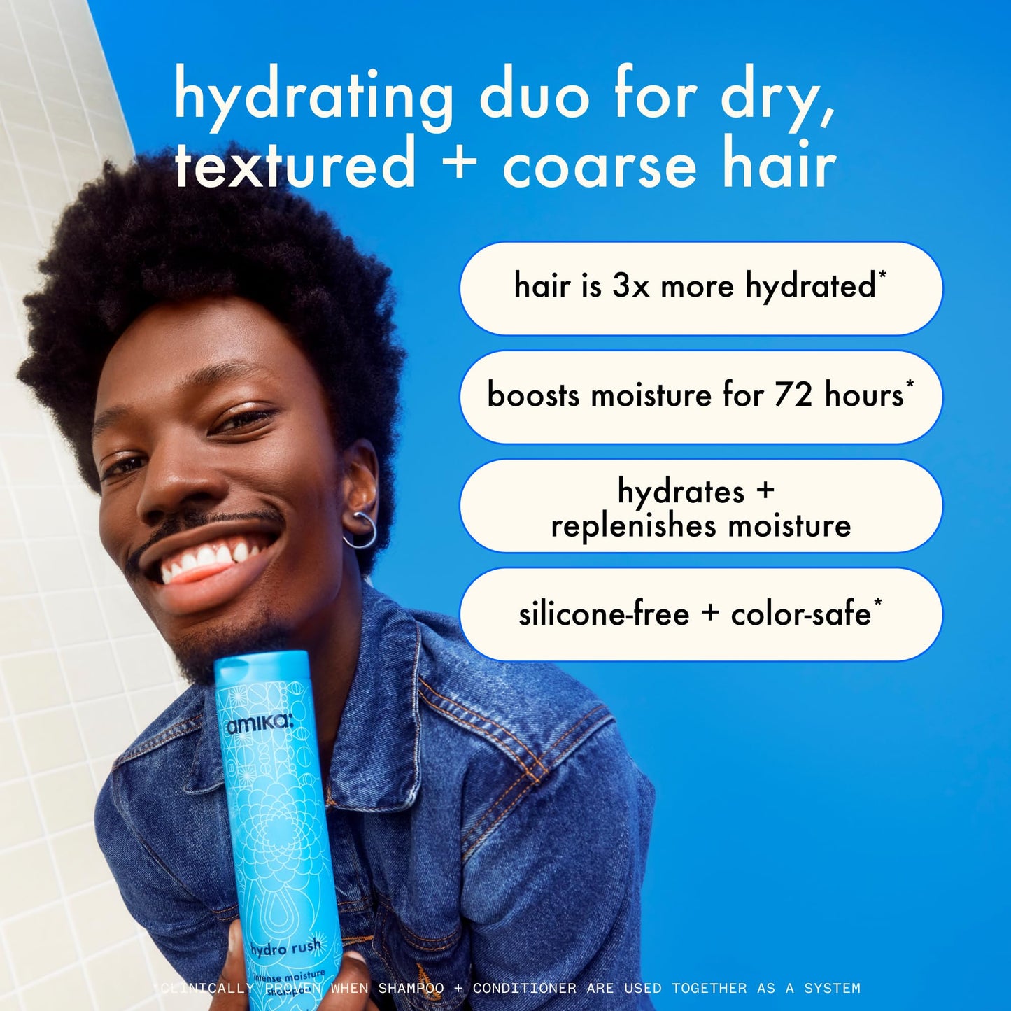amika hydro rush intense moisture conditioner with hyaluronic acid, 1000ml | for dry, textured, or coarse hair types 2a-4c, long-lasting hydration Beauty & Personal Care Amika