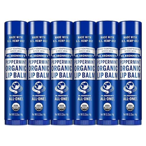 Dr. Bronner's - Organic Lip Balm (Peppermint, .15 ounce, 6-Pack) - Made with Organic Beeswax and Avocado Oil, For Dry Lips, Hands, Chin or Cheeks Beauty & Personal Care Dr. Bronner's