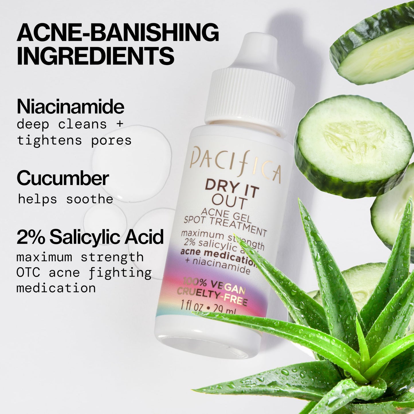 Pacifica Acne Spot Treatment & Pimple Cream - Dry It Out Gel with 2% Salicylic Acid, Witch Hazel, Niacinamide - Dries Blemishes Overnight, Fights Beauty & Personal Care Pacifica