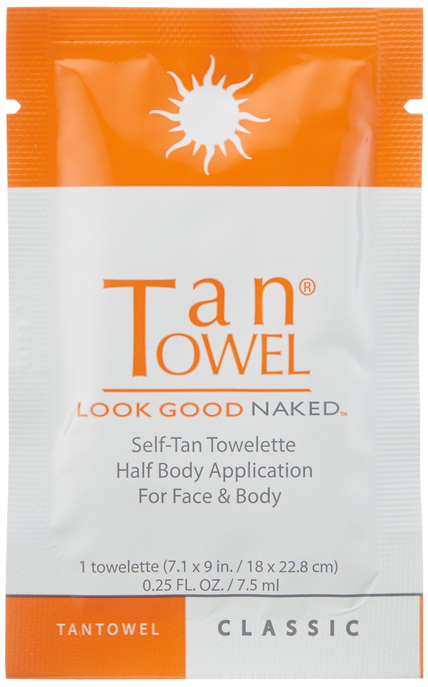 Tan Towel Classic Self Tan Towlettes Half Body Aplication 50 X 0.25 Oz, 50count Beauty & Personal Care Tan Towel