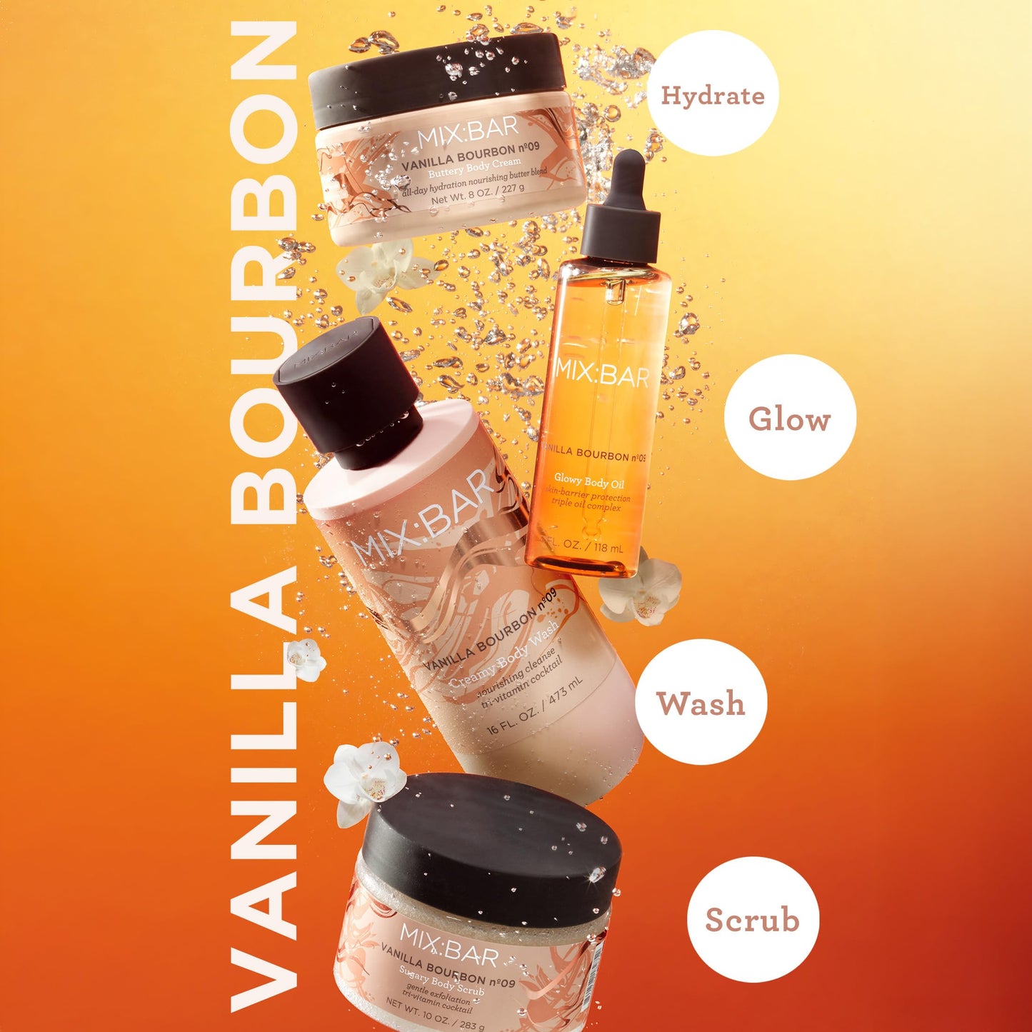 MIX:BAR Vanilla Bourbon Creamy Body Wash for Women, Hydrating & Moisturizing with Niacinamide, Panthenol & Vitamin C - Vegan, Sulfate Free, Paraben Beauty & Personal Care MIX:BAR