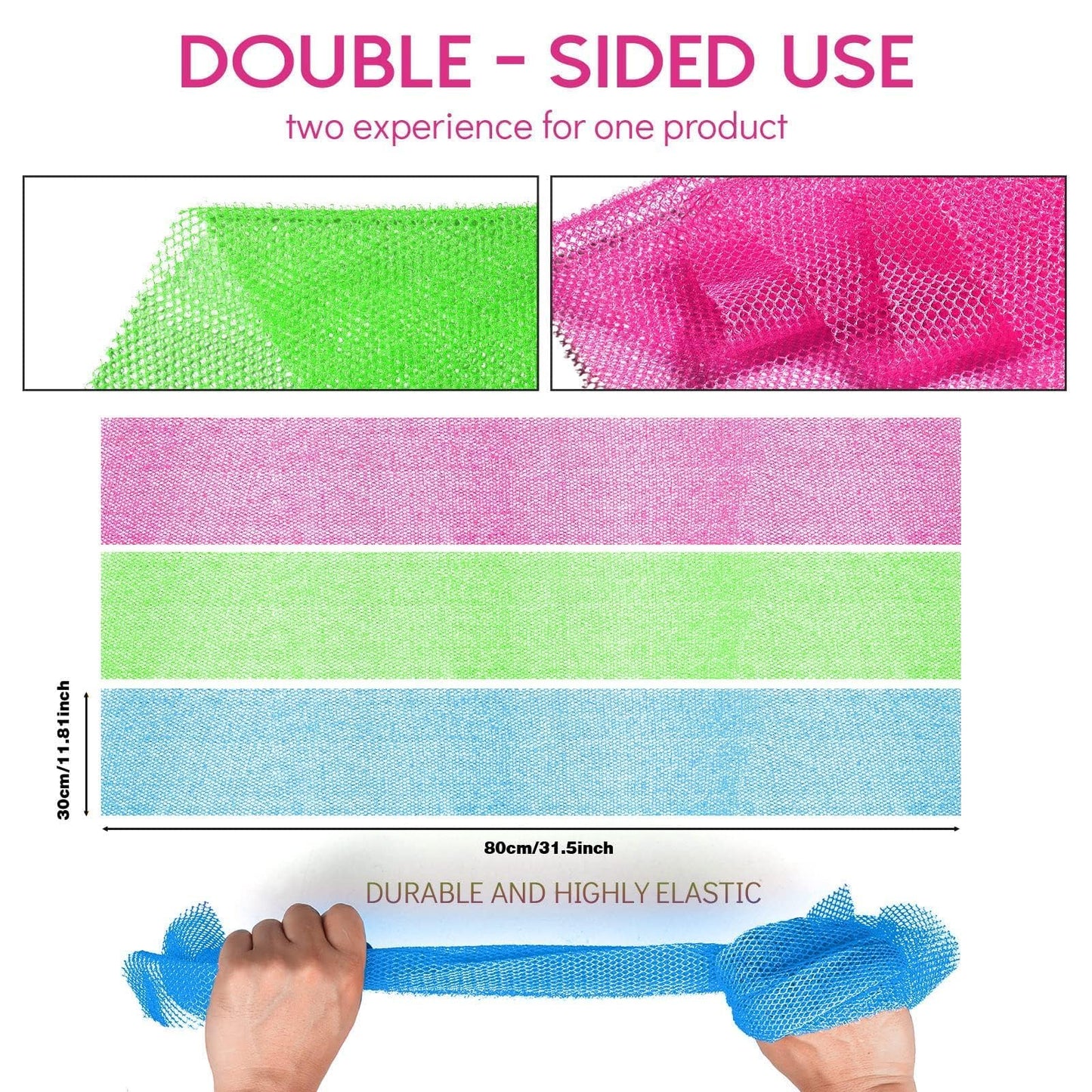 UJFQBH 3 Pieces African Bath Sponge African Net Long Net Bath Sponge Exfoliating Shower Body Scrubber Back Scrubber Skin Smoother,Great for Daily Use Beauty and Personal Care UJFQBH