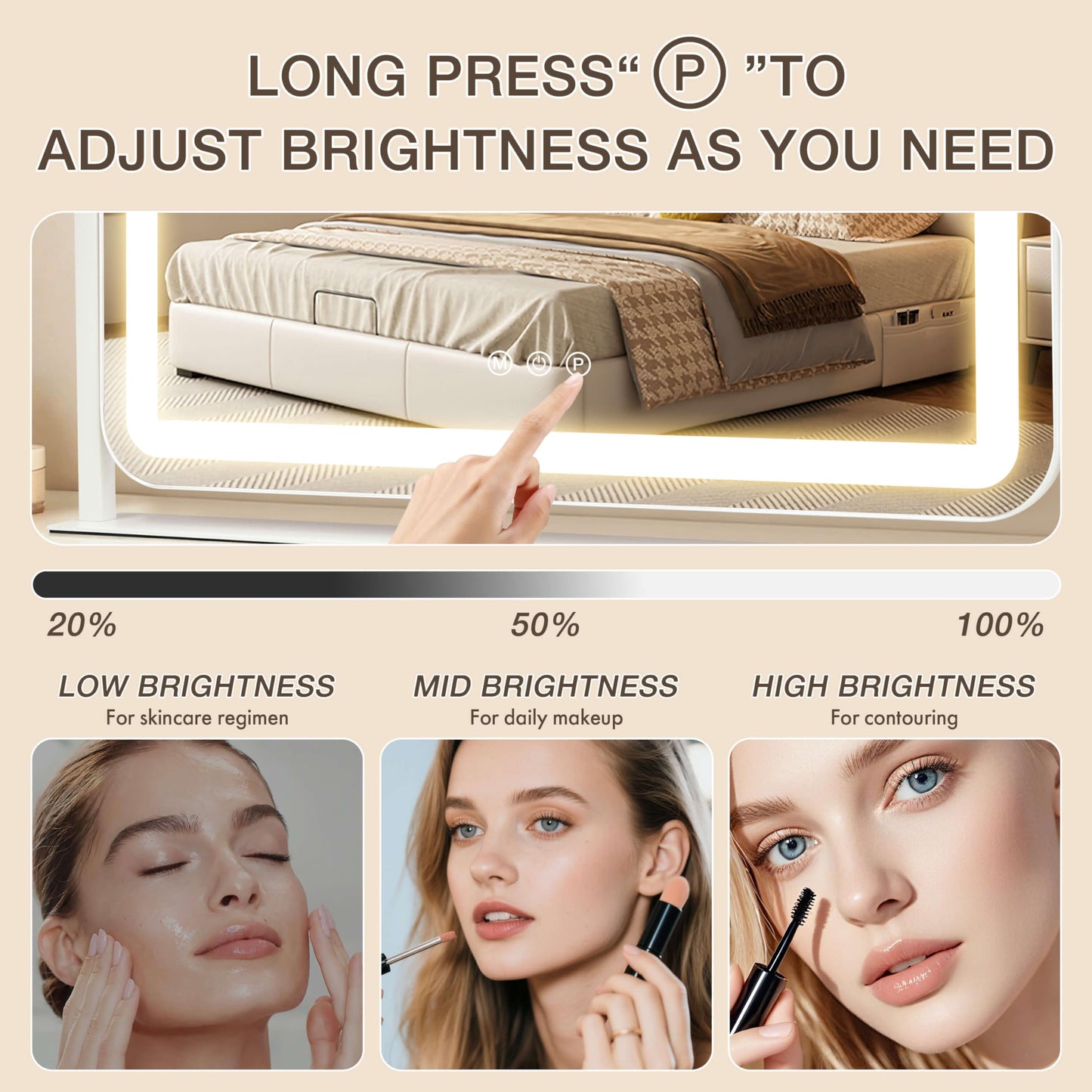 Shinerva Vanity Mirror with Lights, 22"×17" LED Makeup Mirror Beauty and Personal Care Shinerva