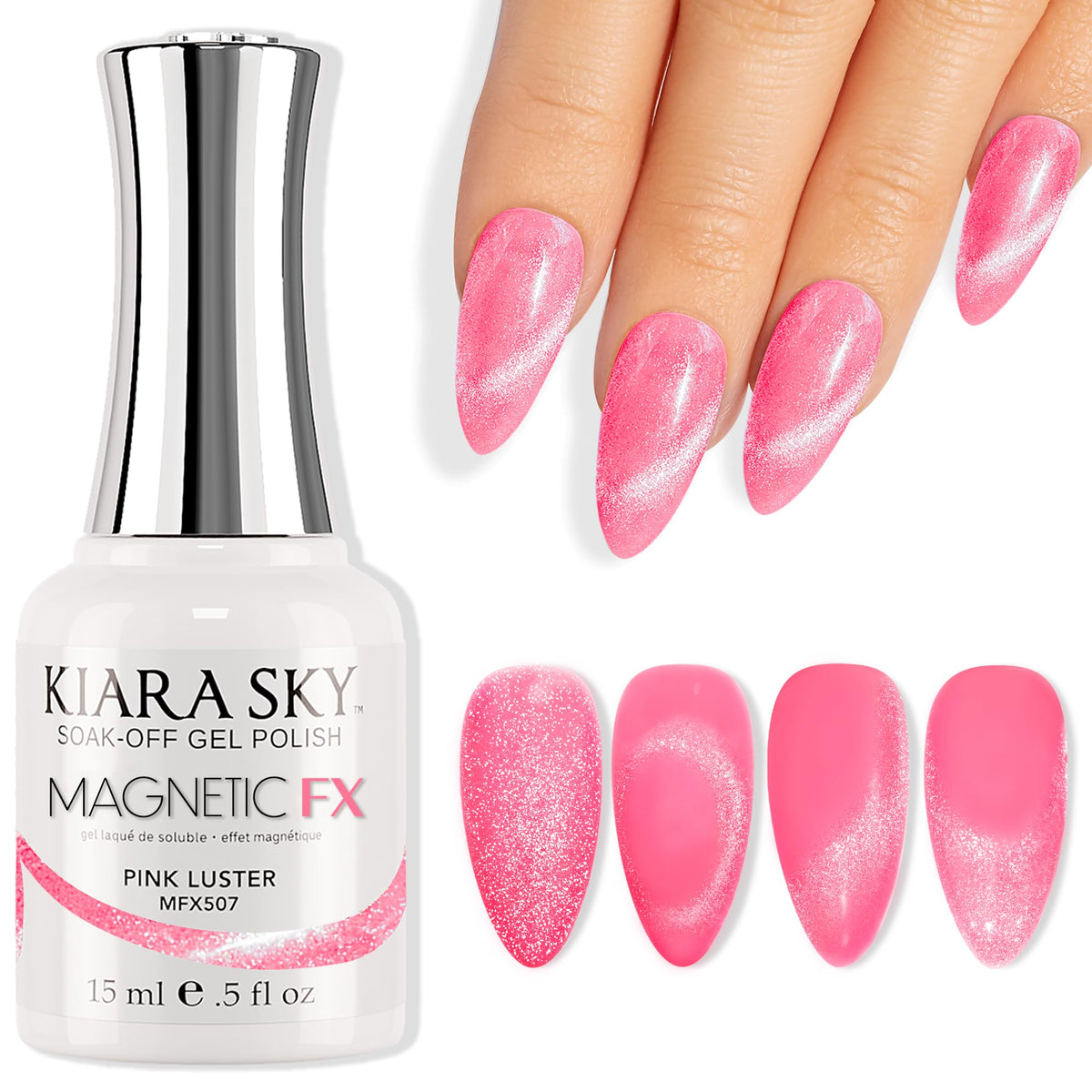 KIARA SKY Cat Eye Gel Nail Polish 15ml | Hot Pink Magnetic FX Cat Eye Gel Polish Soak Off | UV LED Nail Lamp Gel | Metallic Velvet Cat Eye Polish Nail