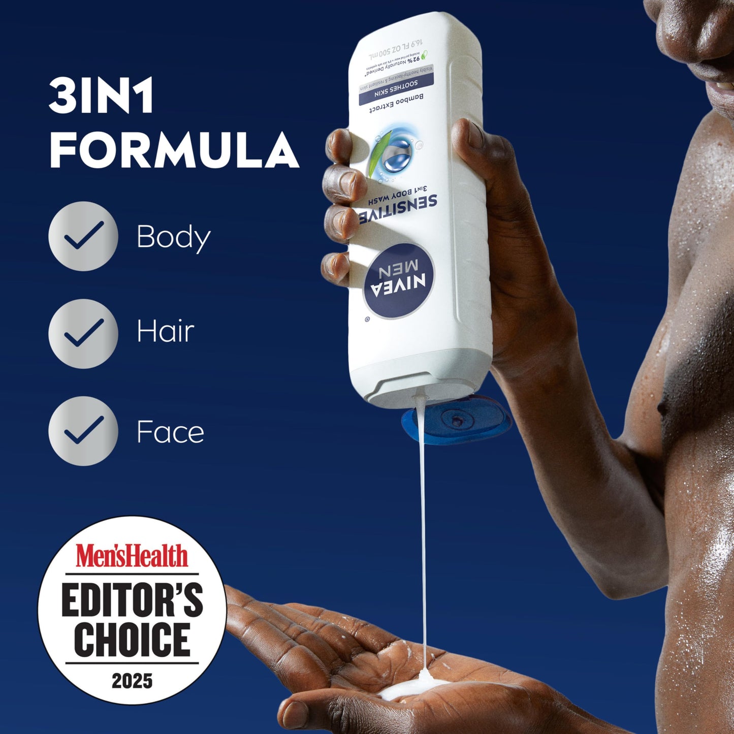 NIVEA MEN Sensitive Body Wash with Bamboo Extract, Moisturizing Body Wash for Sensitive Skin, Soap Free Shower Gel for Men with No Drying Alcohol Beauty & Personal Care NIVEA