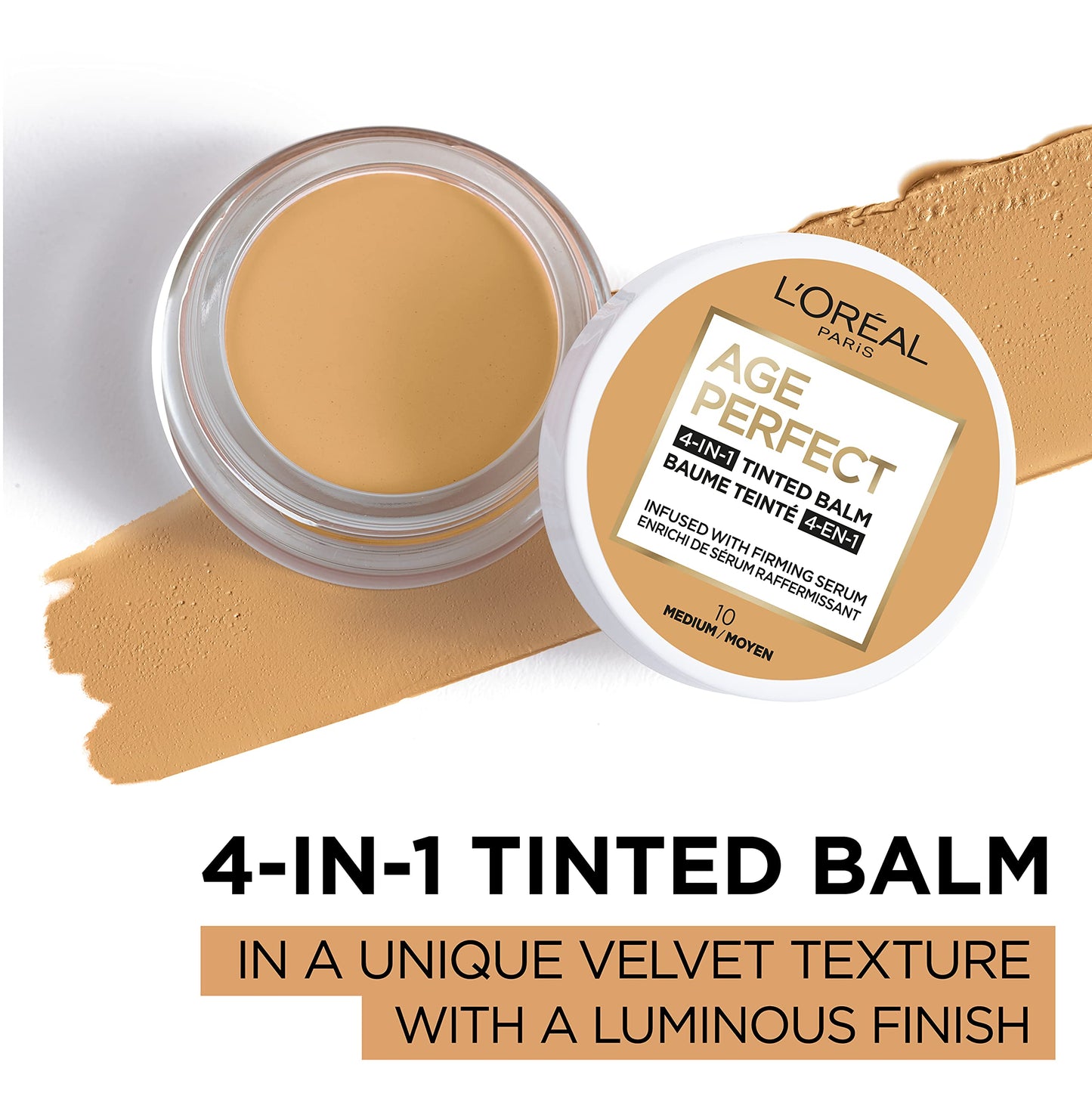 L'Oreal Paris Age Perfect 4-in-1 Tinted Face Balm Foundation with Firming Serum, Medium 10, 0.61 Ounce Beauty & Personal Care L'Oreal Paris