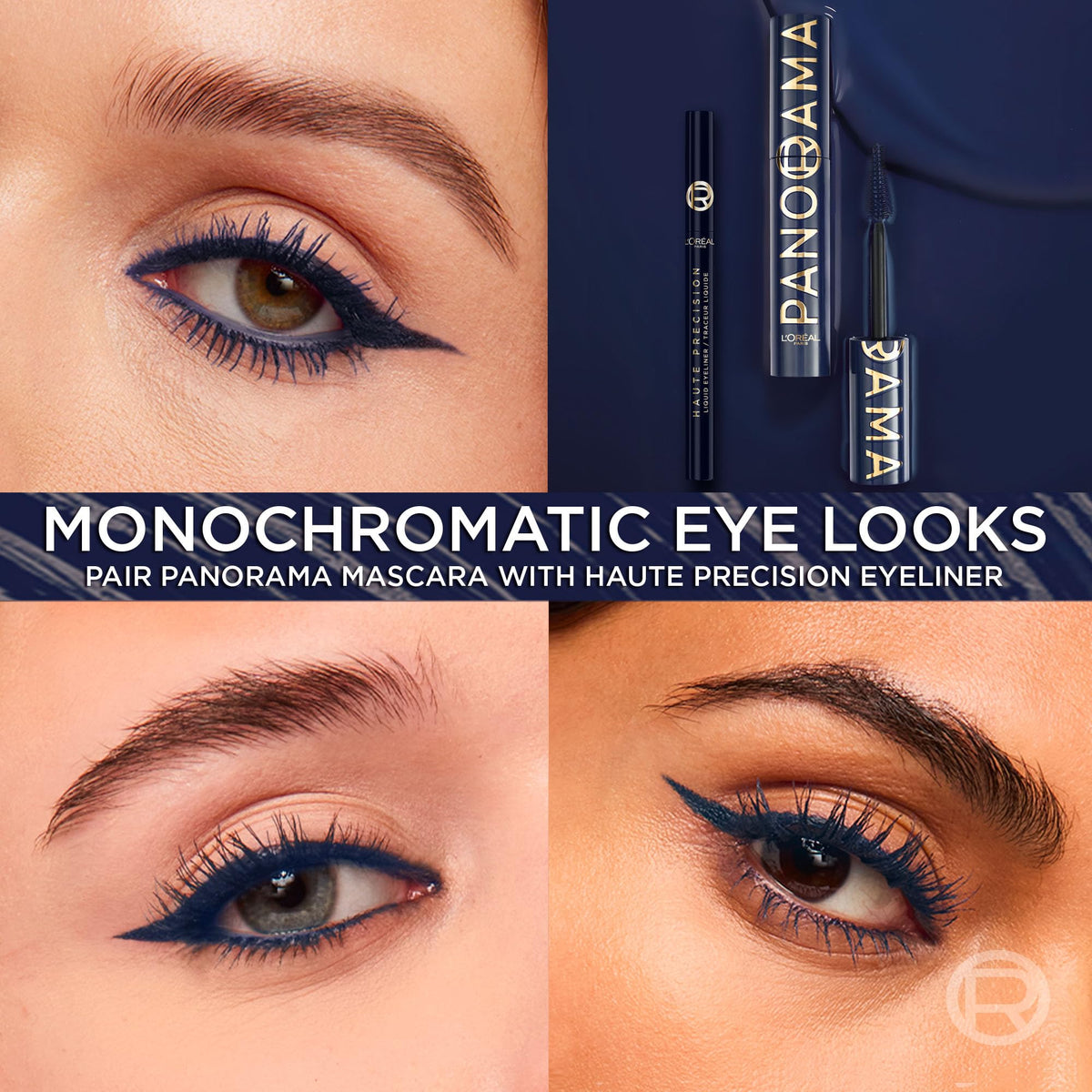 L'Oreal Paris Voluminous Panorama Chromatic Mascara, Volumizing and Lengthening Blue Mascara, Longwear, Smudge-Resistant and Washable, 706 Blue Suede