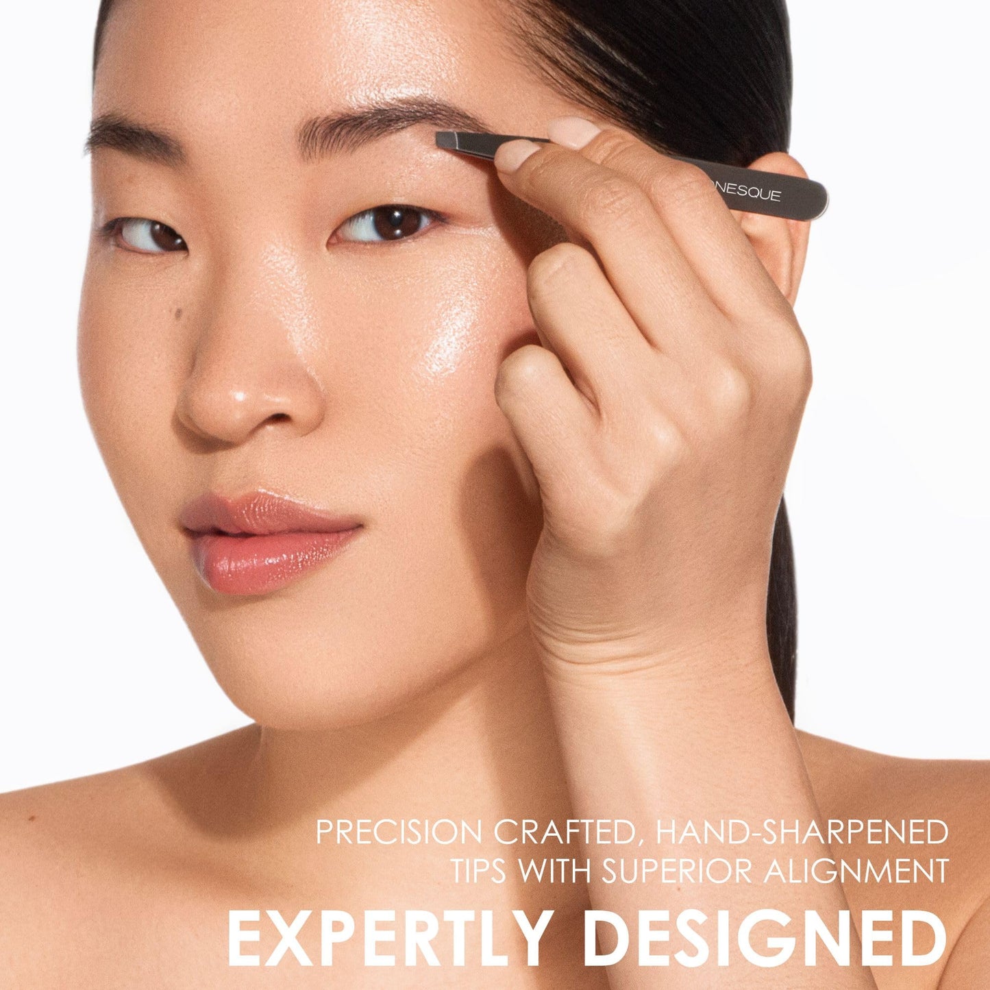 JAPONESQUE Slant Tweezer, with Precision Crafted, Hand Sharpened Tips for Shaping and Defining Brows, Includes Protective Storage Pouch Beauty and Personal Care JAPONESQUE