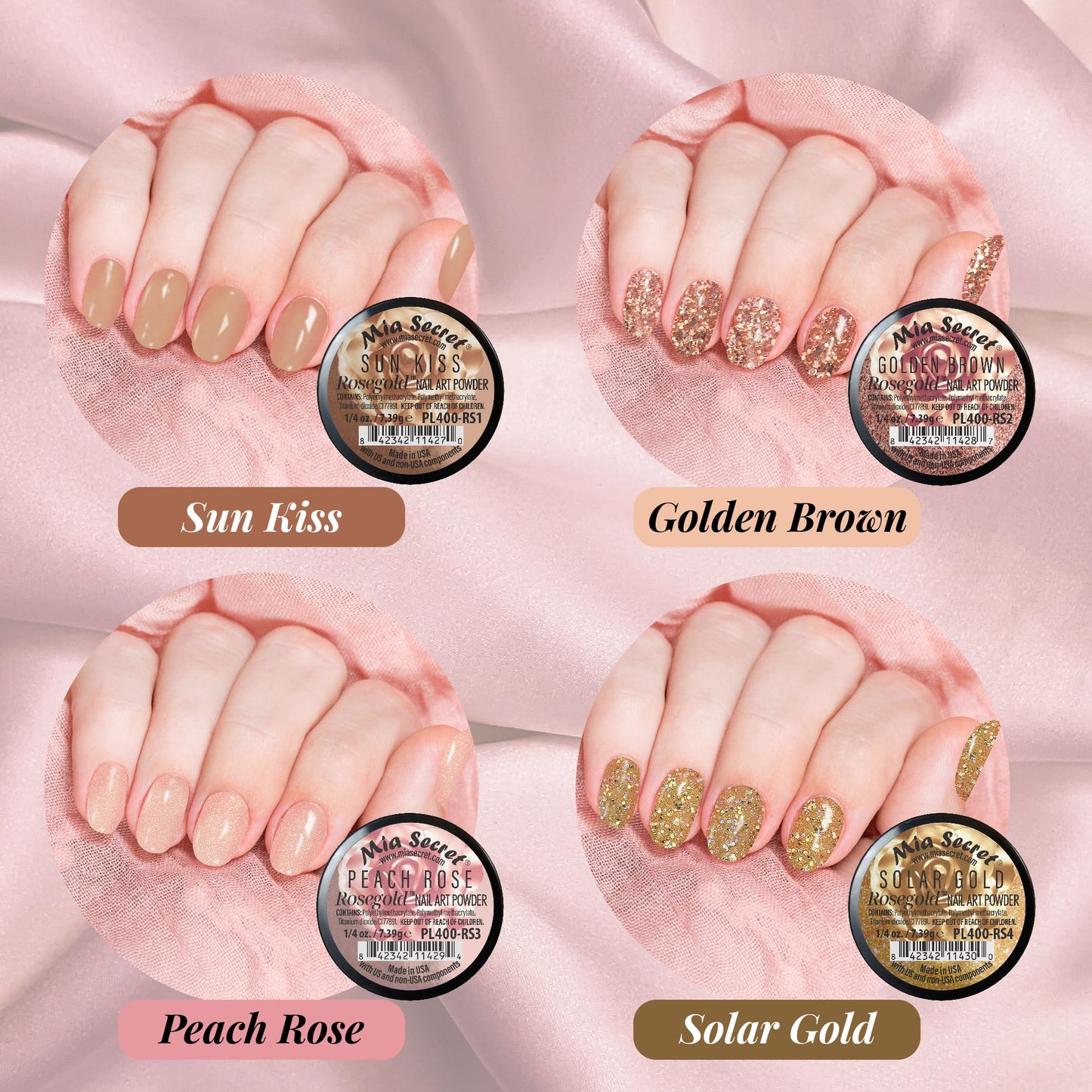 Mia Secret Colored Acrylic Nail Art Powder Collection - Rosegold, 6PC Beauty & Personal Care Mia Secret
