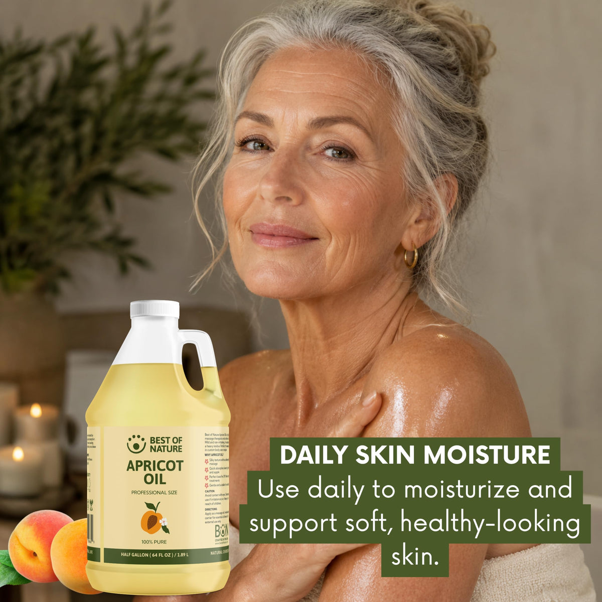 Best of Nature Apricot Oil, Lightweight Massage & Body Oil, 128 fl oz