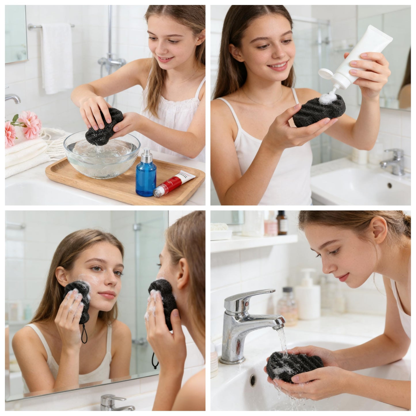 KECUCO 3 Pcs Natural Konjac Facial Sponges for Women and Girls, Gentle Facial Sponge for Cleansing and Makeup Removal, Bath Sponge for Babies Beauty & Personal Care KECUCO