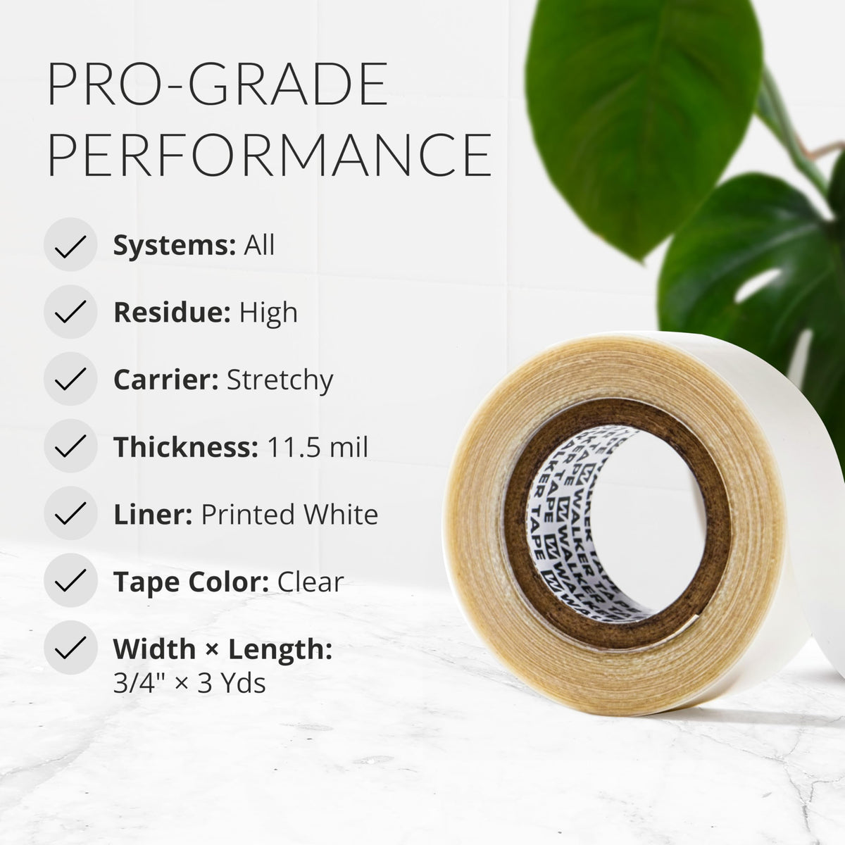 Walker Tape Ultra Hold Hair System Tape Roll 3/4" x 3 Yards, Double Sided Wig Tape for Lace Systems, Tape in Hair Extensions Human Hair, Long Lasting