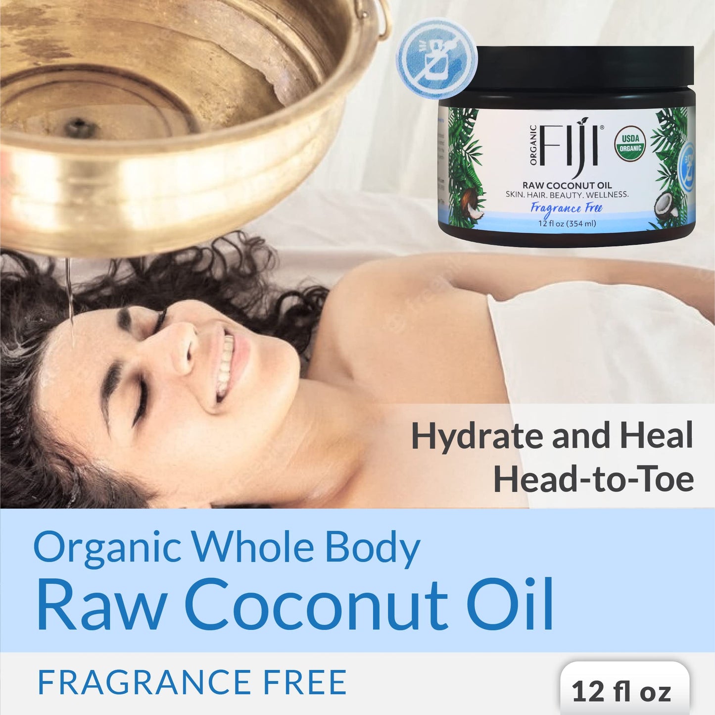 Organic Fiji Cold Pressed Coconut Oil Extra Virgin, Fragrance-Free for Hair, Skin, Face & Body Natural Moisturizer & Massage Oil for Women, Men & Baby Beauty & Personal Care Organic Fiji