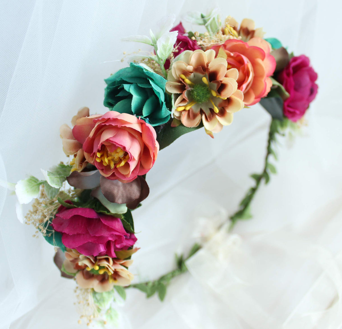 LLinfflr Women Floral Crown Flower Garland Headband Halo Headpiece Boho
