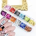 12 Color Nail Glitter Sequins 3D Shiny Flakes - Gold Glitters, Sparkle Decor DIY Craft Beauty & Personal Care TBRZTR