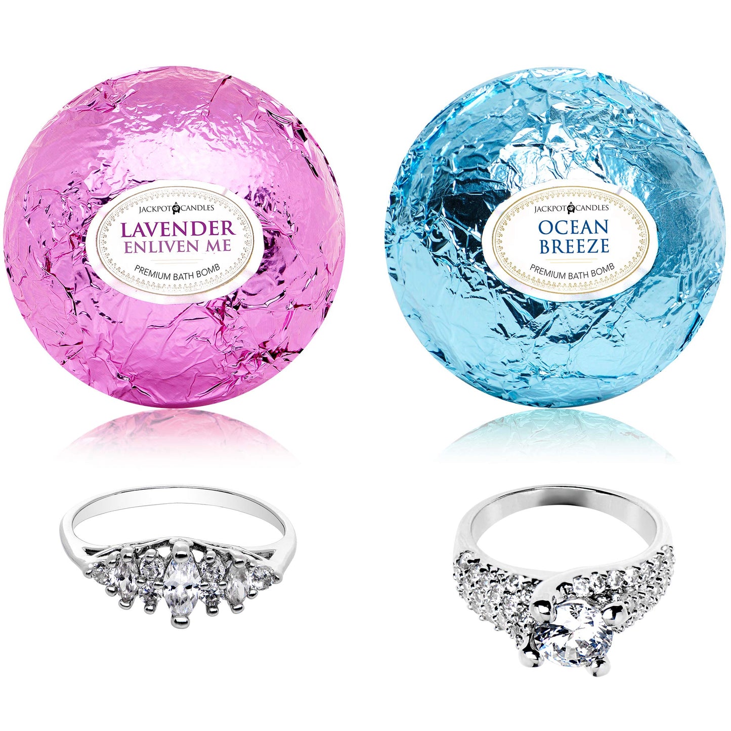 Ocean Breeze Lavender Bath Bombs Gift Set of 2 with Size 9 Ring Surprise Inside Each Made in USA Beauty & Personal Care Jackpot Candles