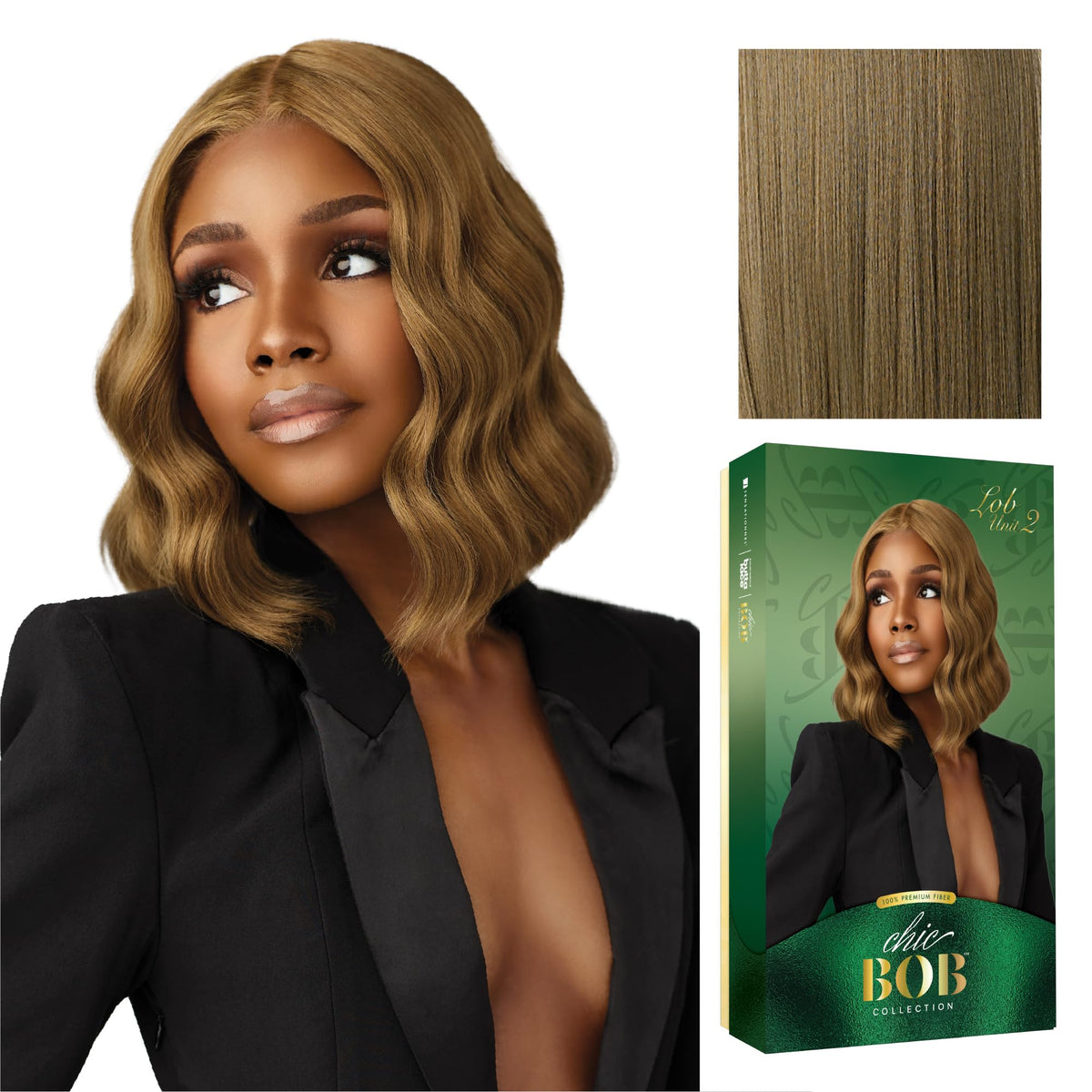 Sensationnel Chicbob Lace Frontwig-Lob Unit 2, LIGHTASHBROWN