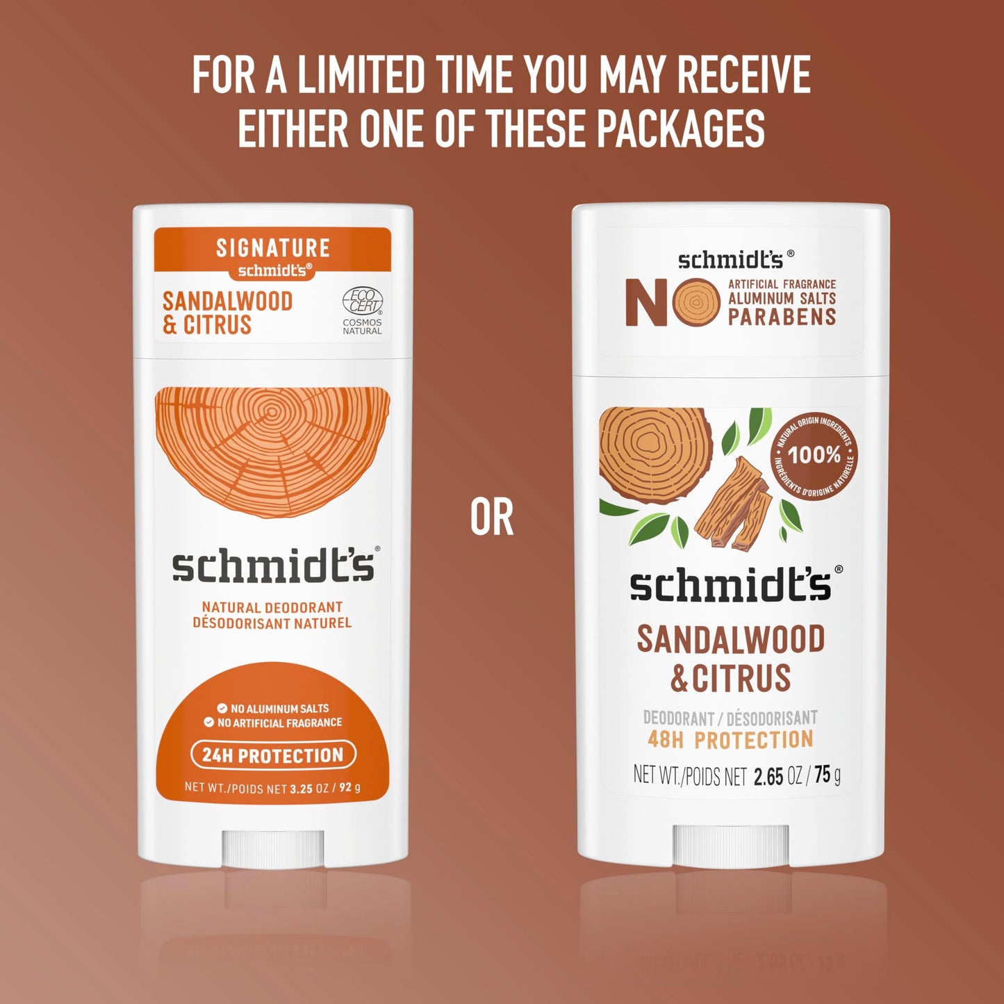 Schmidt's Aluminum-Free Vegan Deodorant Sandalwood & Citrus 2 Count for Women and Men, with 24 Hour Odor Protection, Natural Ingredients Beauty and Personal Care Schmidt's