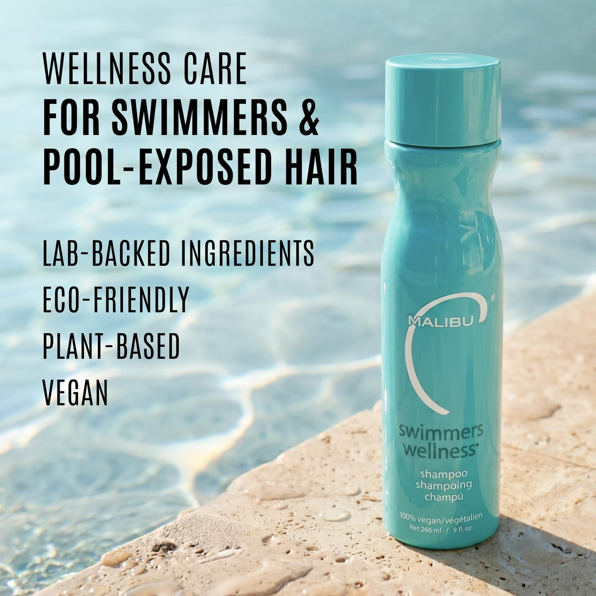 Malibu C Swimmers Wellness Clarifying Shampoo for Chlorine & Hair Build Up - Adults & Kids Swim Shampoo to Help Protect Against Pool Element Damage,