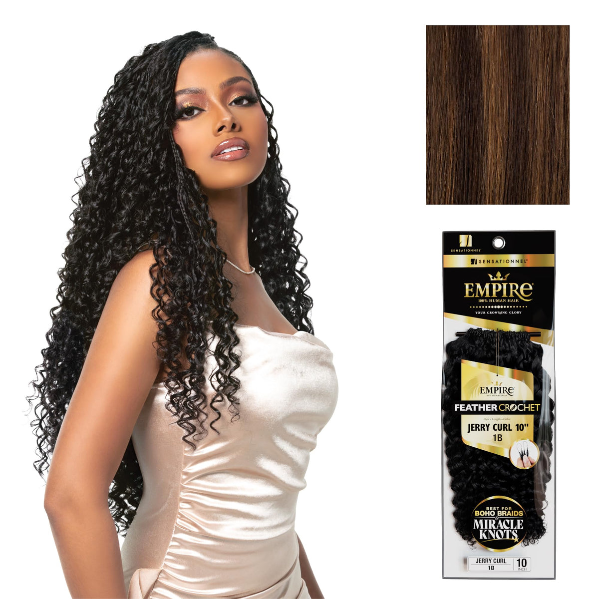 Sensationnel Empire Feather Crochet Braids-Jerry Curl,10 inch, S4/30