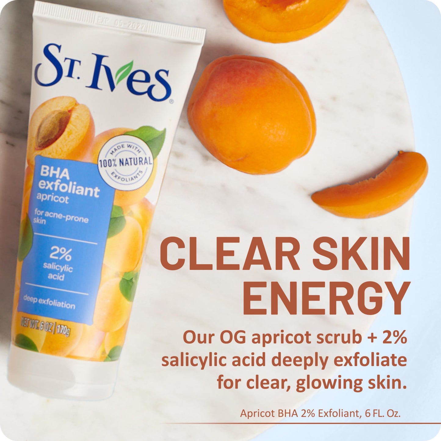 St. Ives Acne Control Apricot Face Scrub, Deep Exfoliator Skin Care, Prevents Acne for Radiant Skin, Salicylic Acid Acne Treatment Facial Scrub, Made Beauty and Personal Care St. Ives
