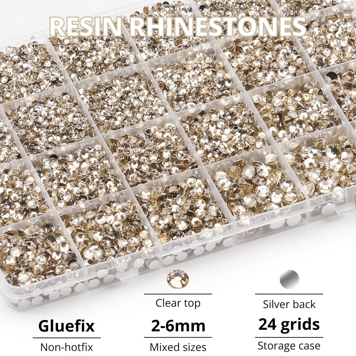 31000Pcs Tan Rhinestones Bedazzling, Multiple Sizes 2-6mm Flatback Gems Bedazzle Kit with B7000 Glue, Flat Back Resin Diamond Jewel Crystal Gemstone Beauty and Personal Care Worthofbest