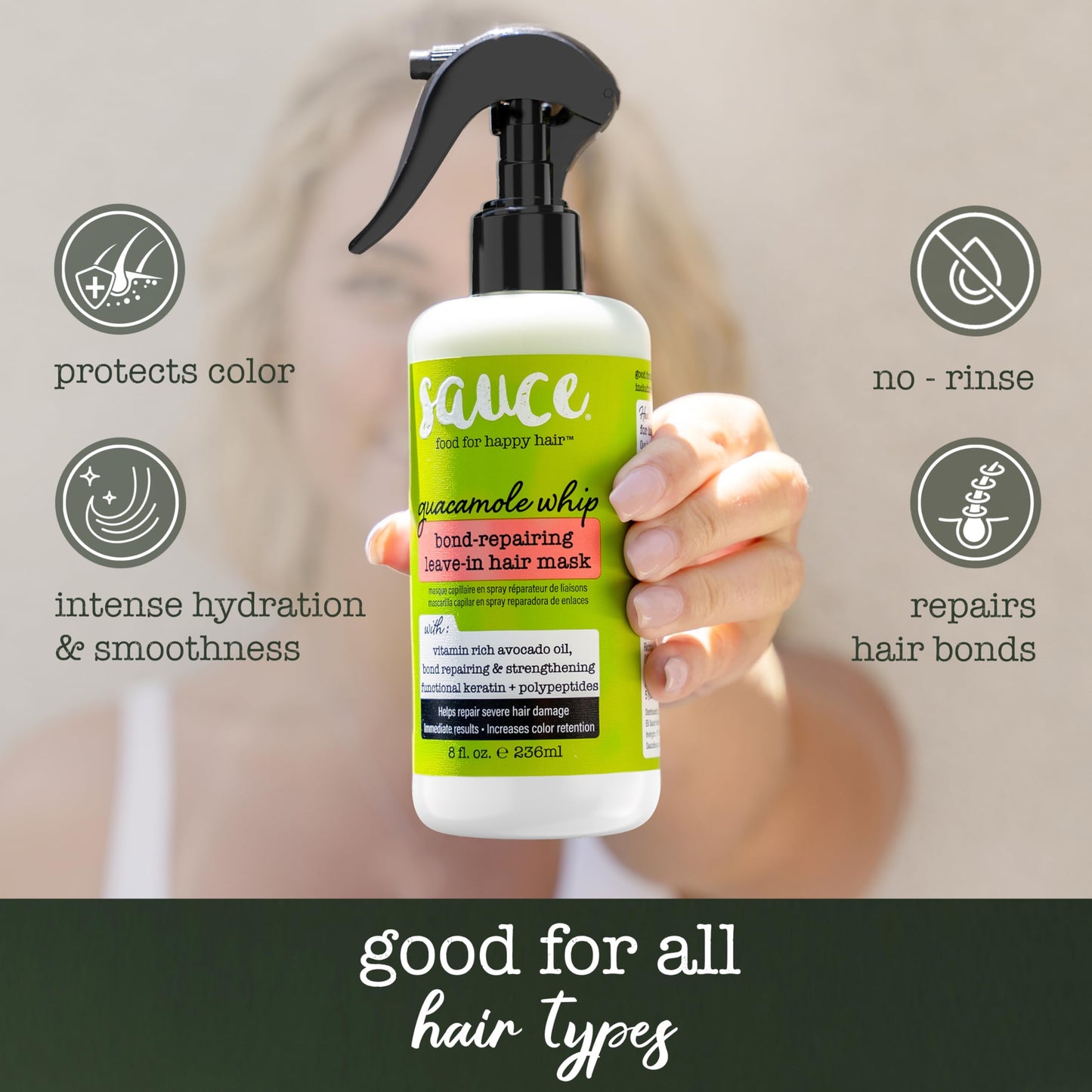 SAUCE BEAUTY Bond-Repairing Leave-In Hair Mask, Guacamole Whip, 8 fl oz (236 ml) Beauty & Personal Care SAUCE BEAUTY