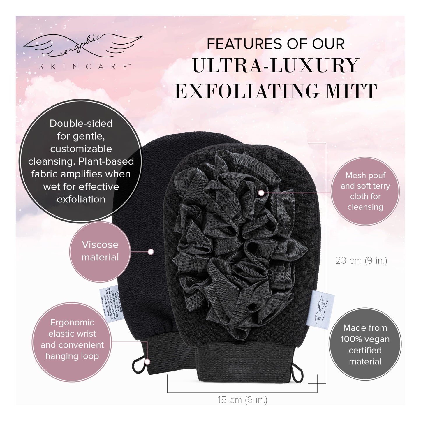 Seraphic Skincare Ultra-Luxe Exfoliating Mitt for Traditional Korean Exfoliation - Body Exfoliator with Mesh Shower Gloves for Gentle Cleansing Beauty and Personal Care SERAPHIC SKINCARE