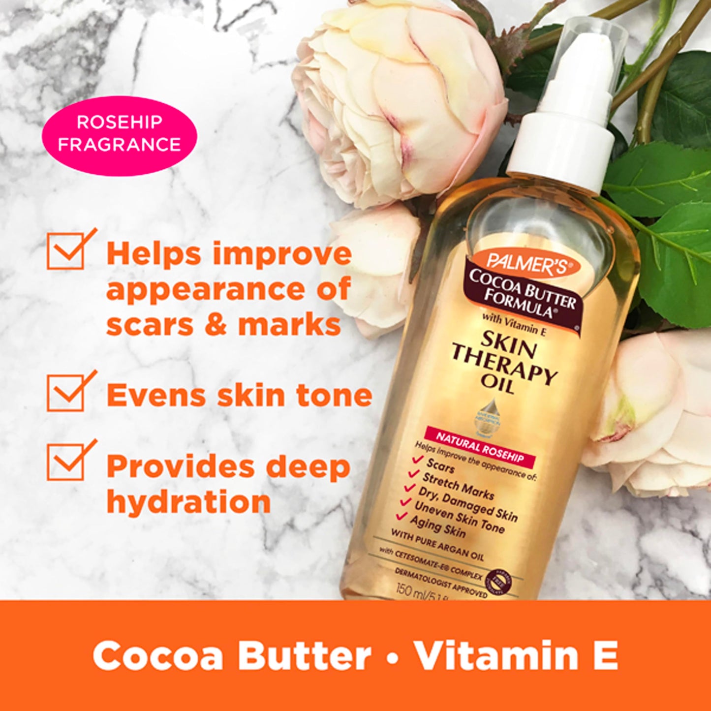 Palmer's Cocoa Butter Formula Skin Therapy Moisturizing Body Oil with Vitamin E, Rosehip Fragrance, 5.1 Ounces Beauty & Personal Care Palmer's
