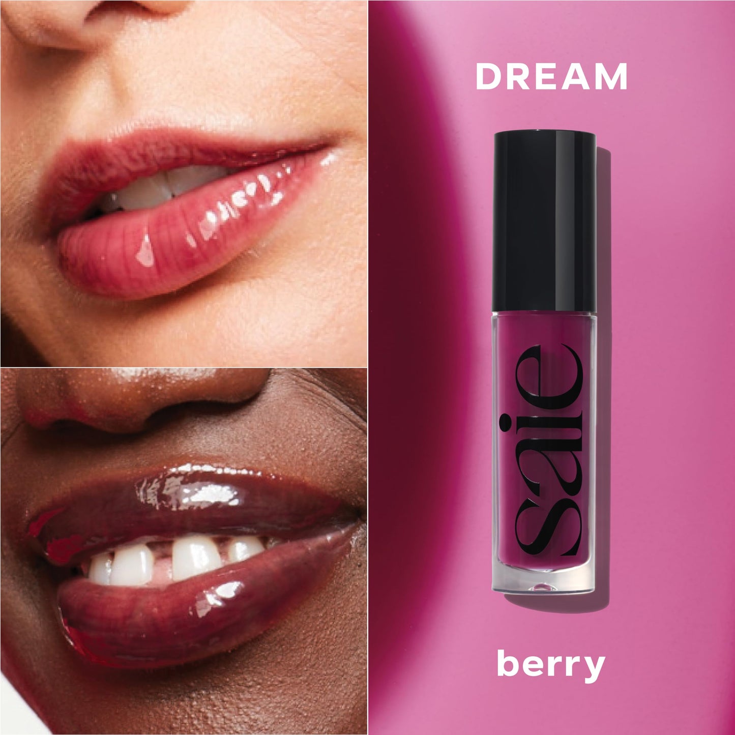 Saie Glossybounce - Hydrating Lip Gloss and Tinted Lip Oil Hybrid with Hyaluronic Acid & Jojoba Oil for Non-Sticky, Ultra-Shiny, Plump & Soft Lips - Beauty & Personal Care Saie