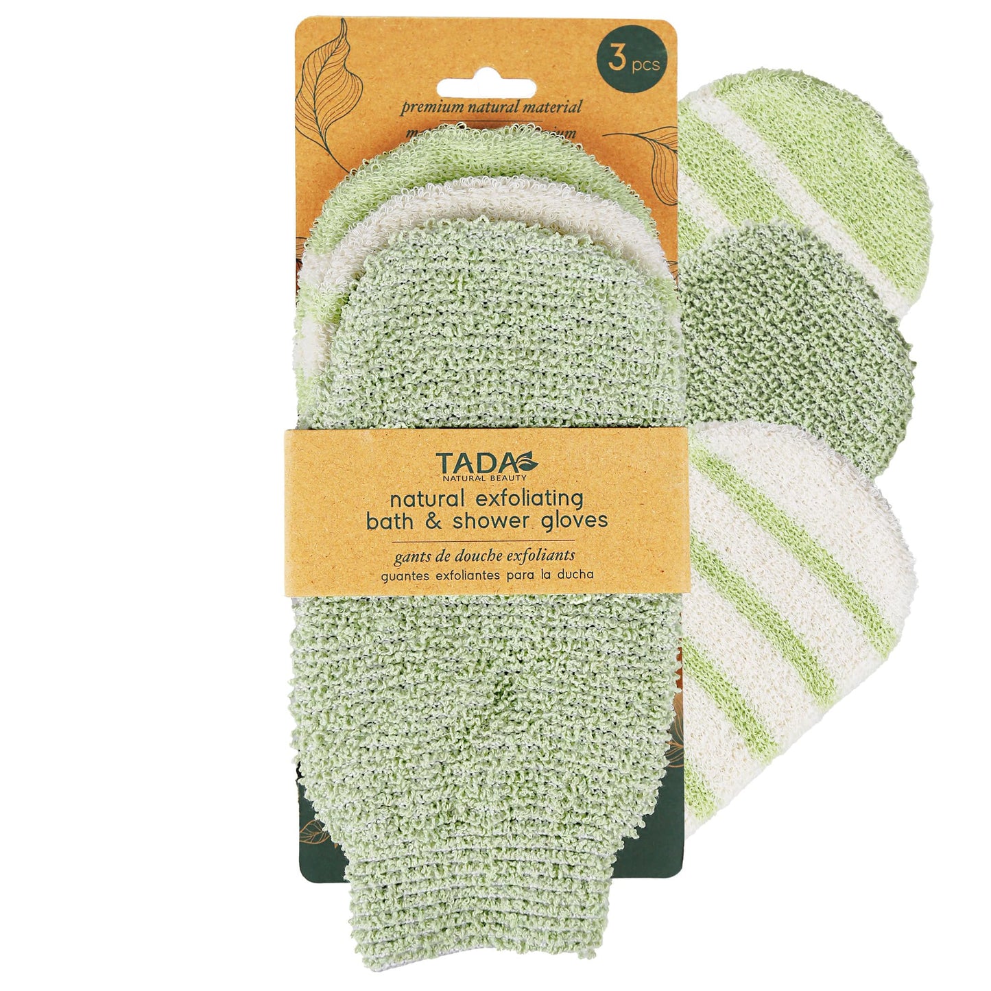 TADA BEAUTY Exfoliating Gloves Shower, Body Scrubber, Body Massage and Body Scrubs for Bath and Shower (3PK Green) Beauty and Personal Care TADA BEAUTY
