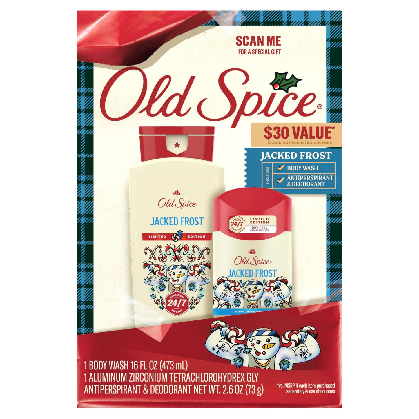 Old Spice Body Wash + Aluminum Free Deodorant for Men, Holidudes: Jacked Frost Holiday Pack, 24/7 Holiday Freshness, Gift Box for Him, Jacked Frost Beauty & Personal Care Old Spice