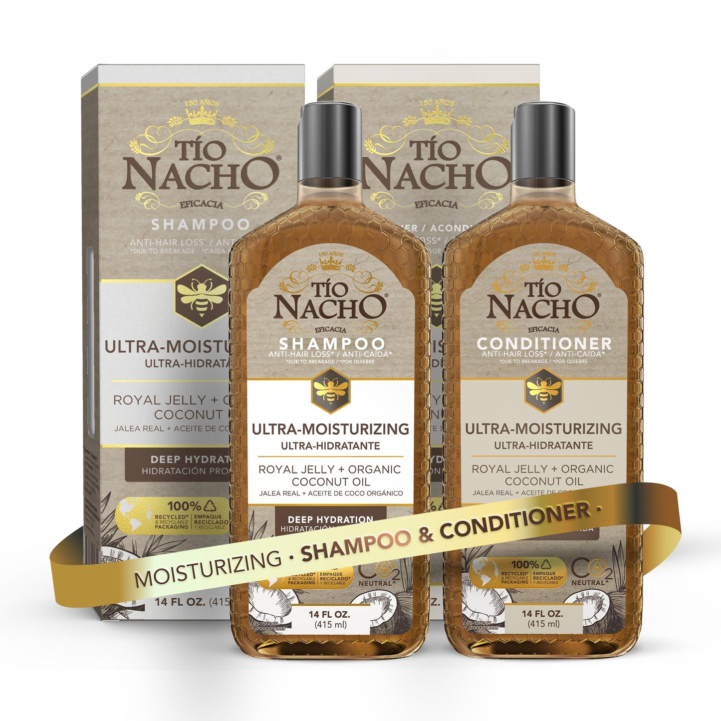 Tio Nacho Ultra-Moisturizing Frizz Control Shampoo and Conditioner Set with Organic Coconut Oil and Royal Jelly for Deep Hydration, Anti-hair loss Beauty & Personal Care Tio Nacho