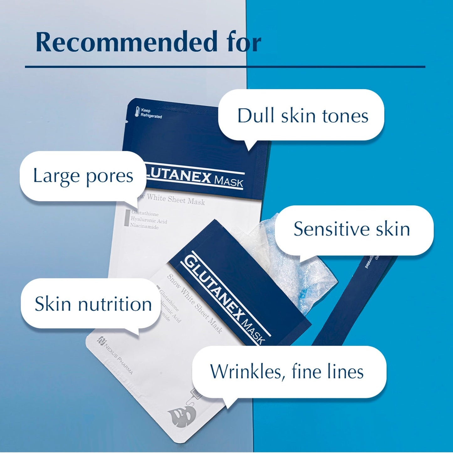 Glutanex Snow White Sheet Mask, 15 Sheets - Made In Korea Beauty & Personal Care Glutanex