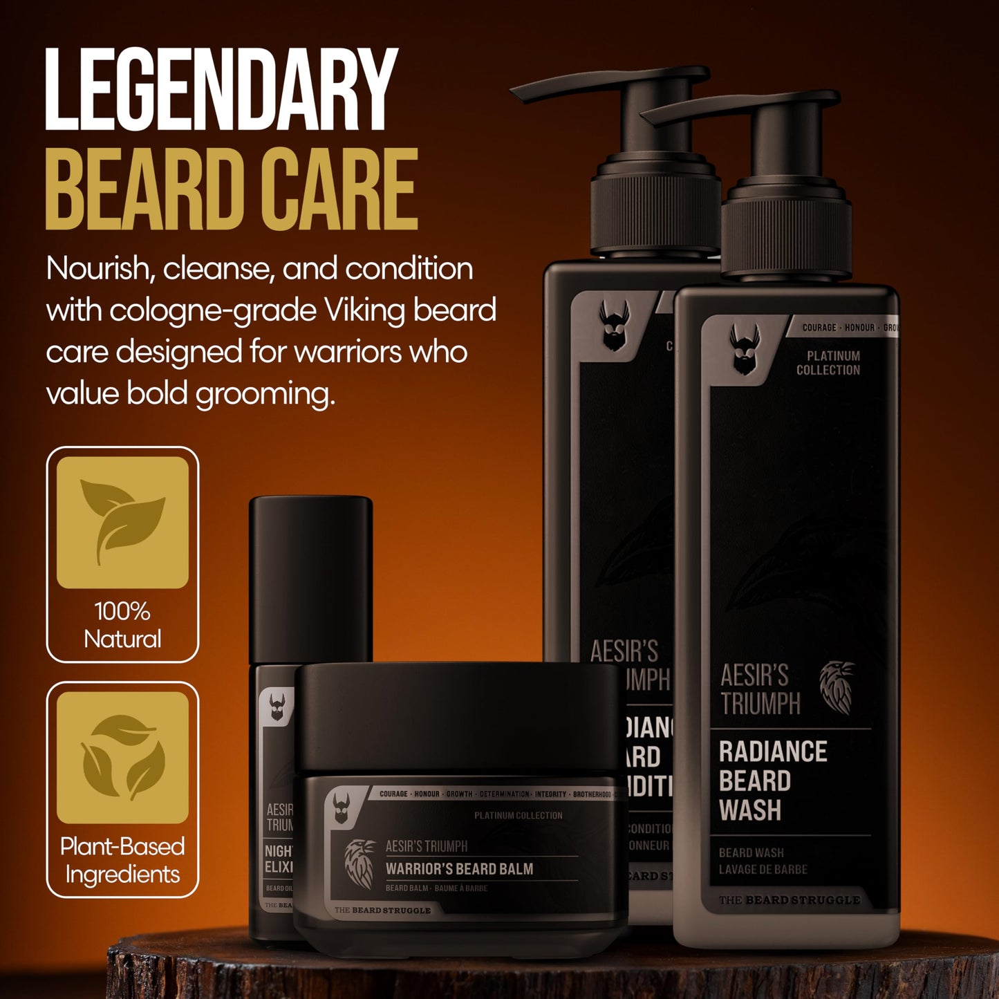 The Aesir's Triumph Beard Grooming Kit - Beard Growth Essentials with Balm, Oil, Wash & Conditioner for Men - Platinum Collection Beauty and Personal Care The Beard Struggle