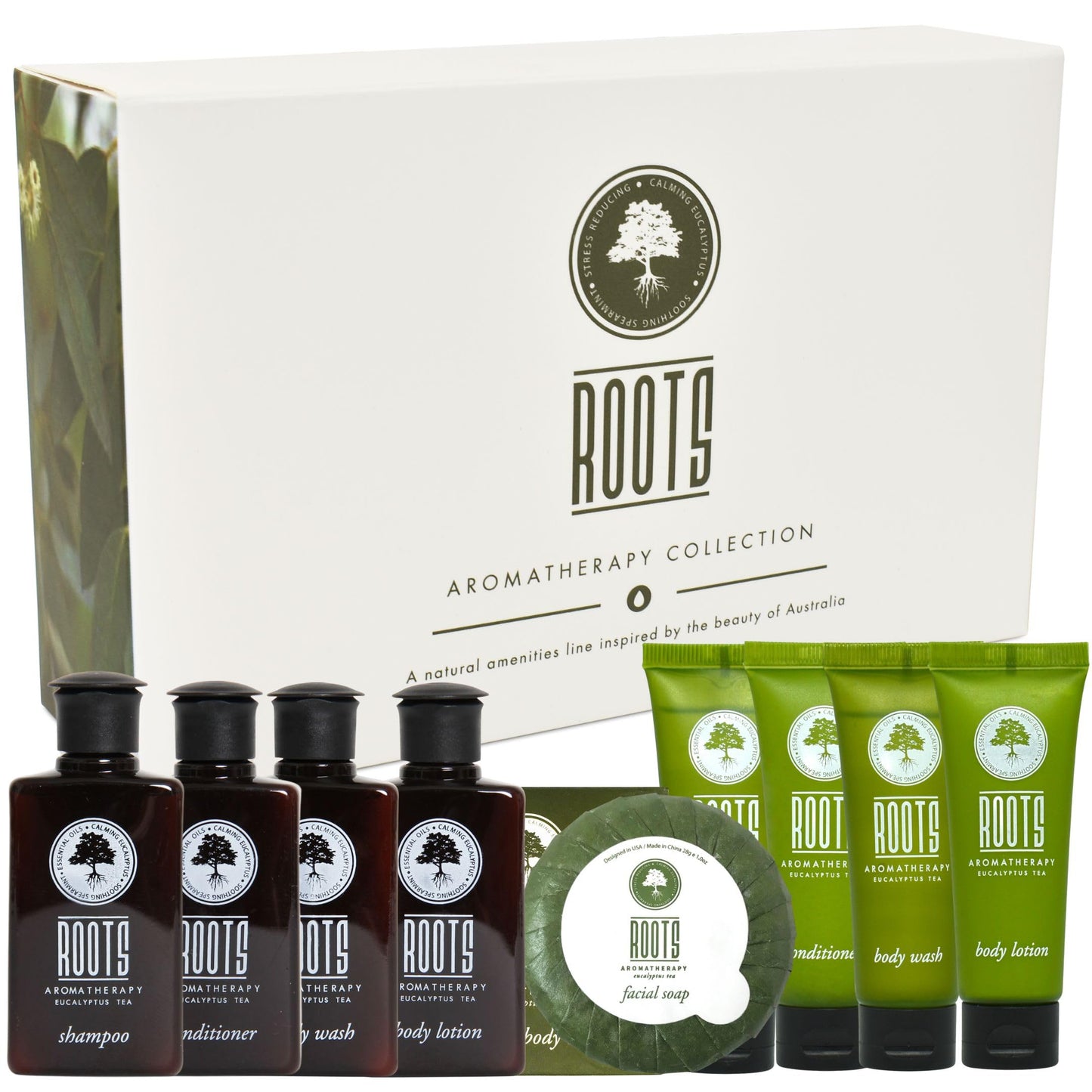 ROOTS AROMATHERAPY Travel+Essentials Shampoo and Conditioner Sets Body Wash Lotion & Soap,Guest Bathroom Essentials Toiletries Kit Bulk Mini Set Kits Beauty & Personal Care Roots Aromatherapy